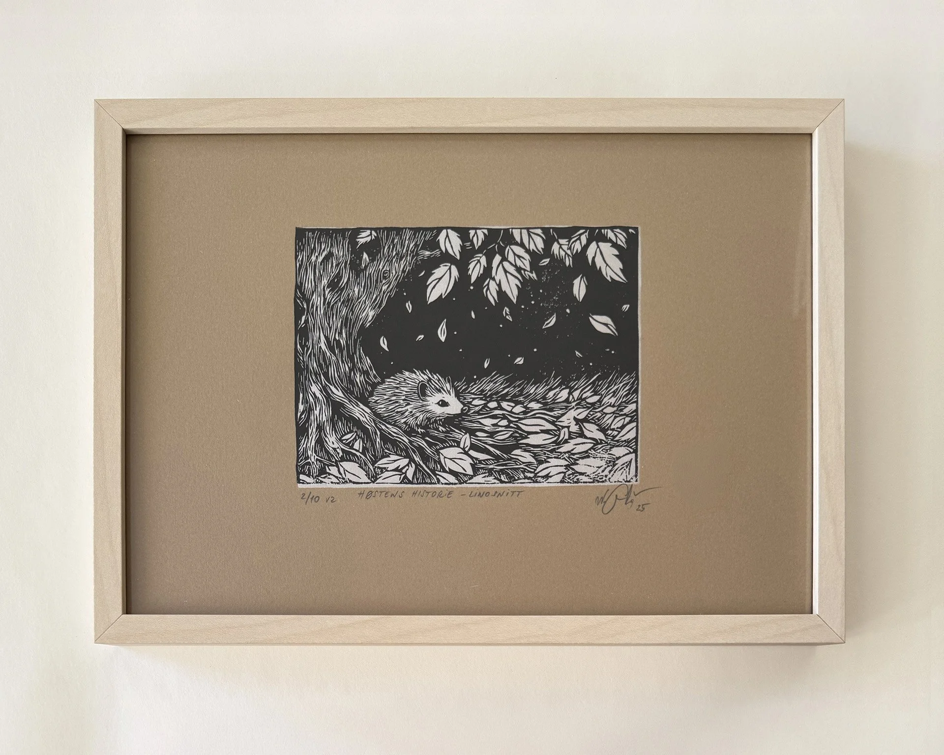 "Høstens historie 1" linocut, 2025