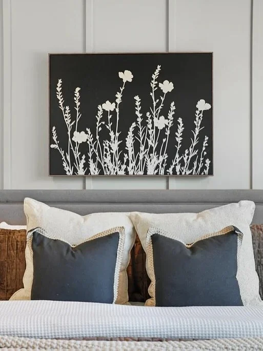 This little series is something I&rsquo;ll call STAGING RULES YOU CAN STEAL FOR YOUR HOME! Part 1: if you are hanging artwork over your bed (and this should be WHEN NOT IF) you should have the bottom of the art only 6-8&rdquo; above the headboard. Th