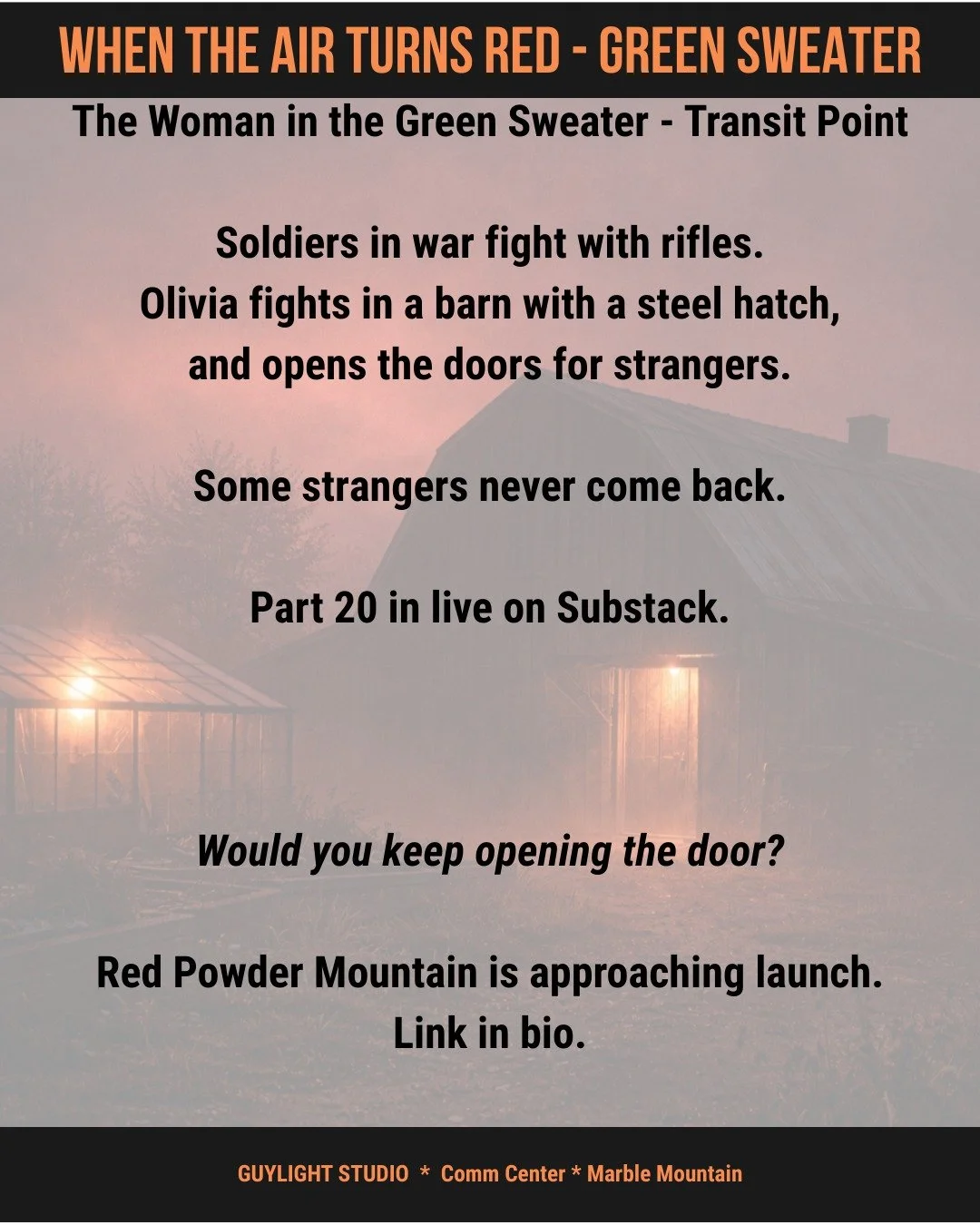 The woman in the green sweater. #Redpowdermountain #indiewrtier