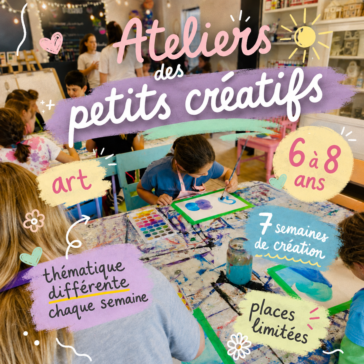 🌞 Session d’été 2026 – Ateliers des petits créatifs (6 à 8 ans)