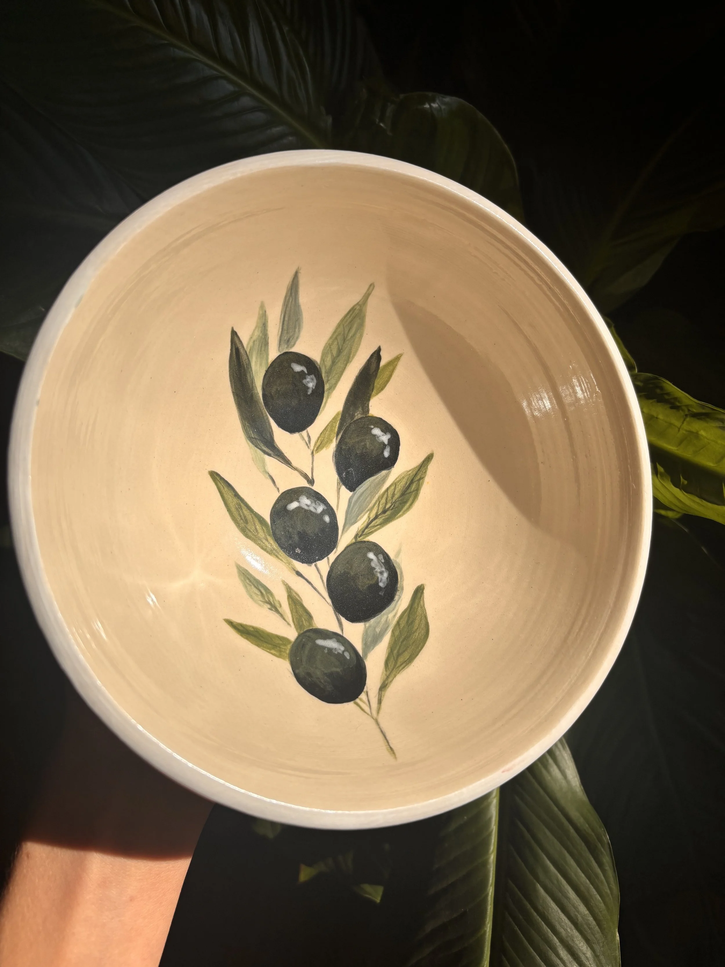 Hand-Painted Olive Branch Bowl - Collaboration with Early Bird Acres