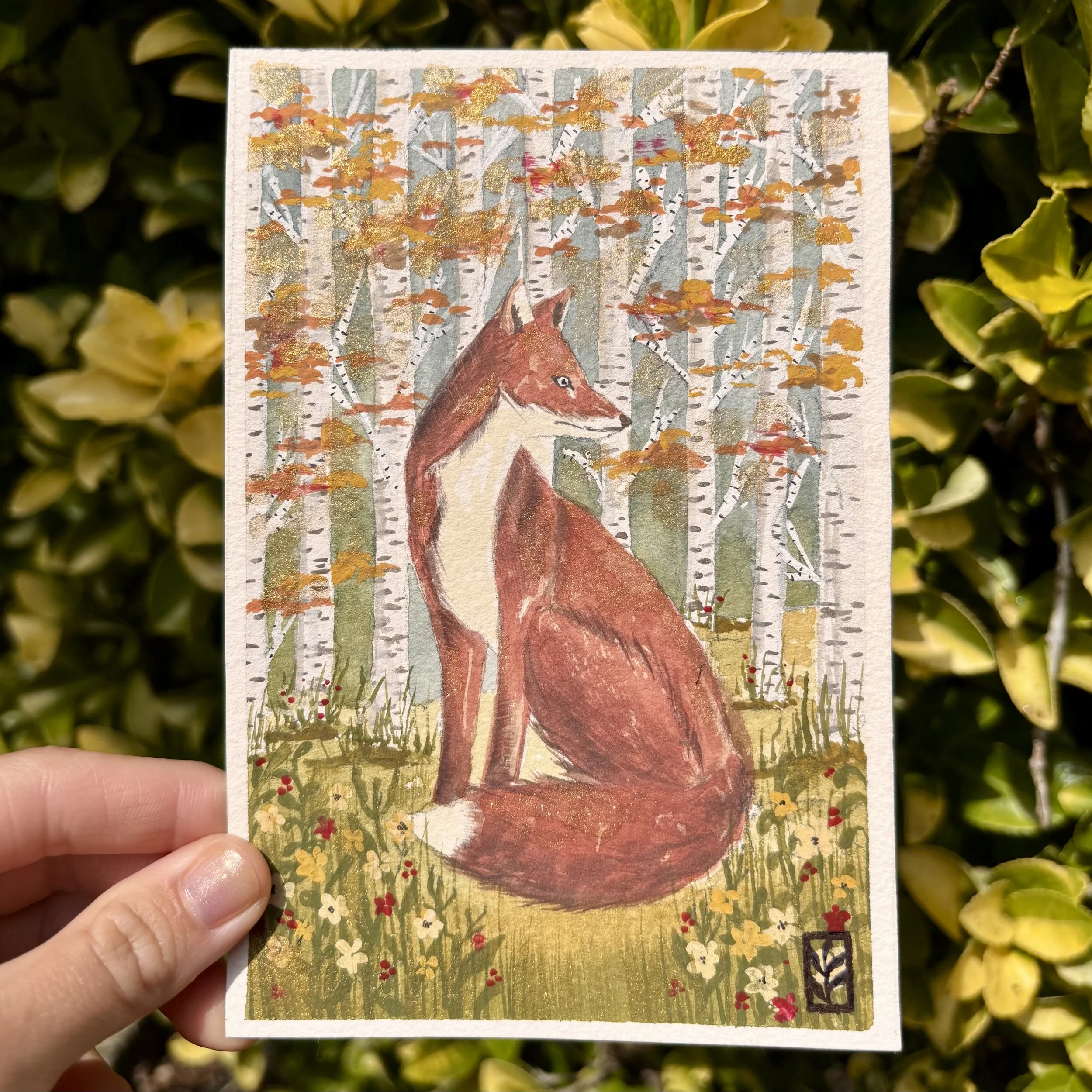 "Birch Haven" - 4"x6" mixed media original