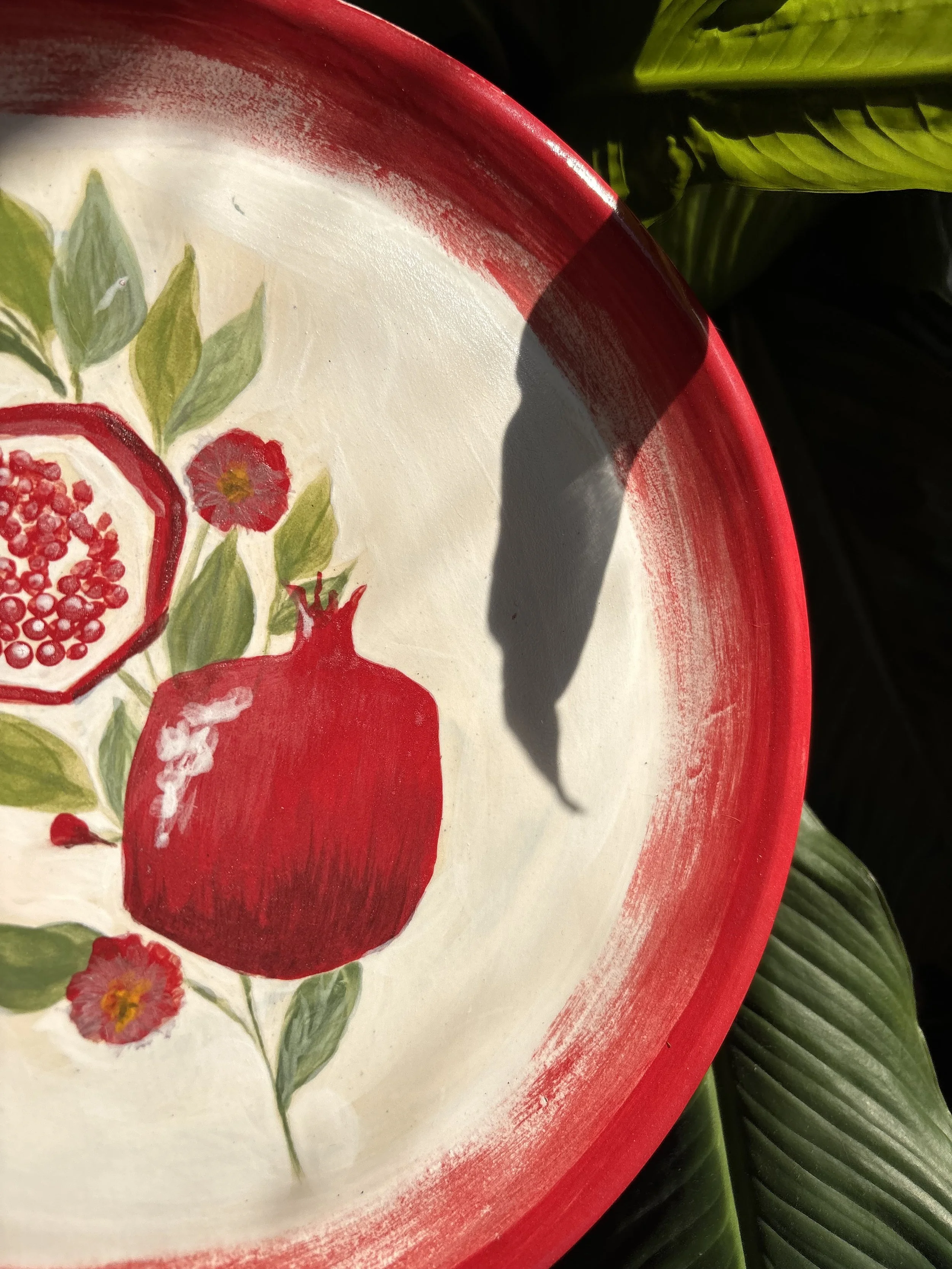Hand-Painted Pomegranate Plate - Collaboration with Early Bird Acres