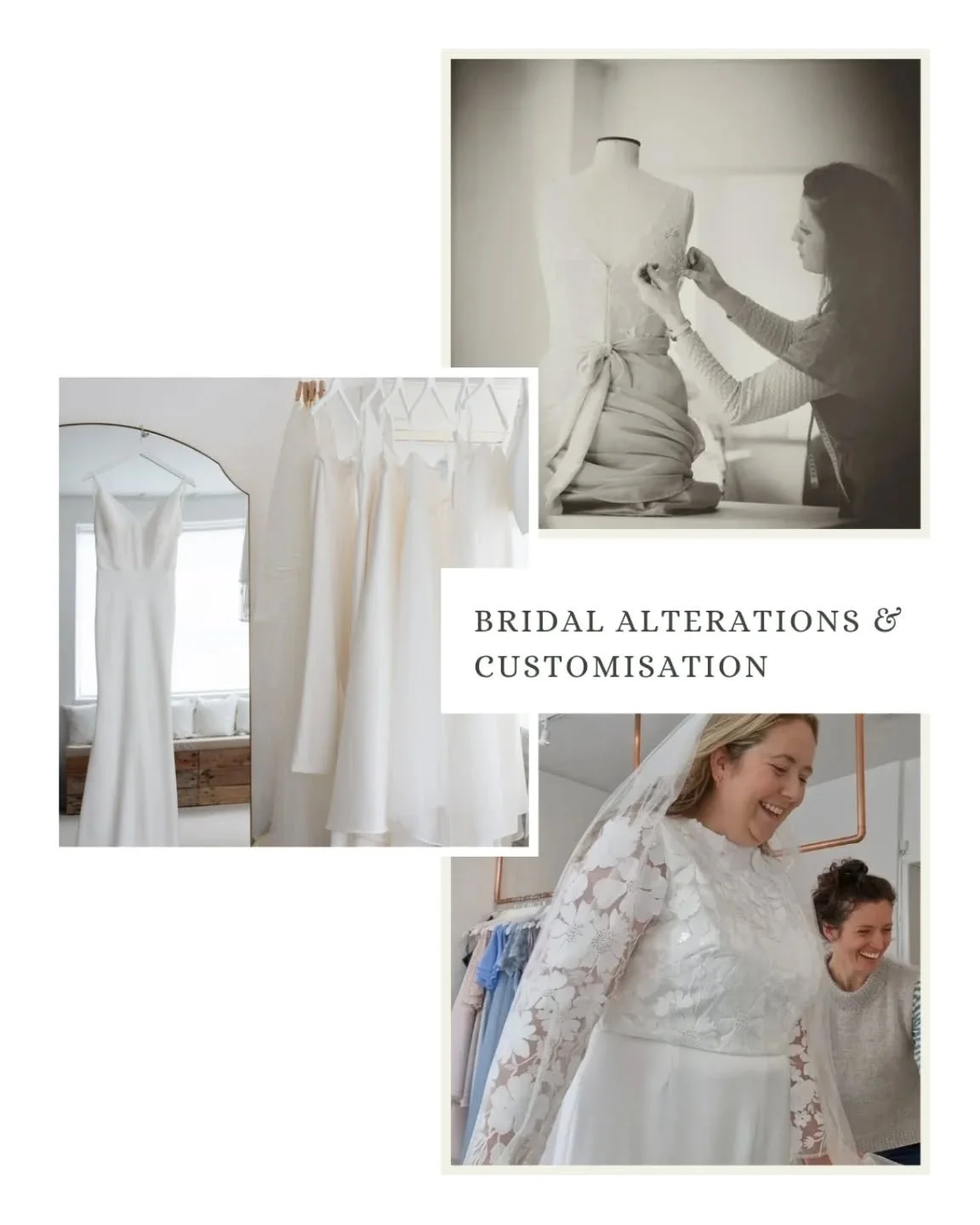 BRIDAL ALTERATIONS | I am so happy to be able to offer you an alteration and customisation service for wedding dresses during my off-peak season. 

With years of alteration experience and my design eye, I am able to open my studio  for one to one app