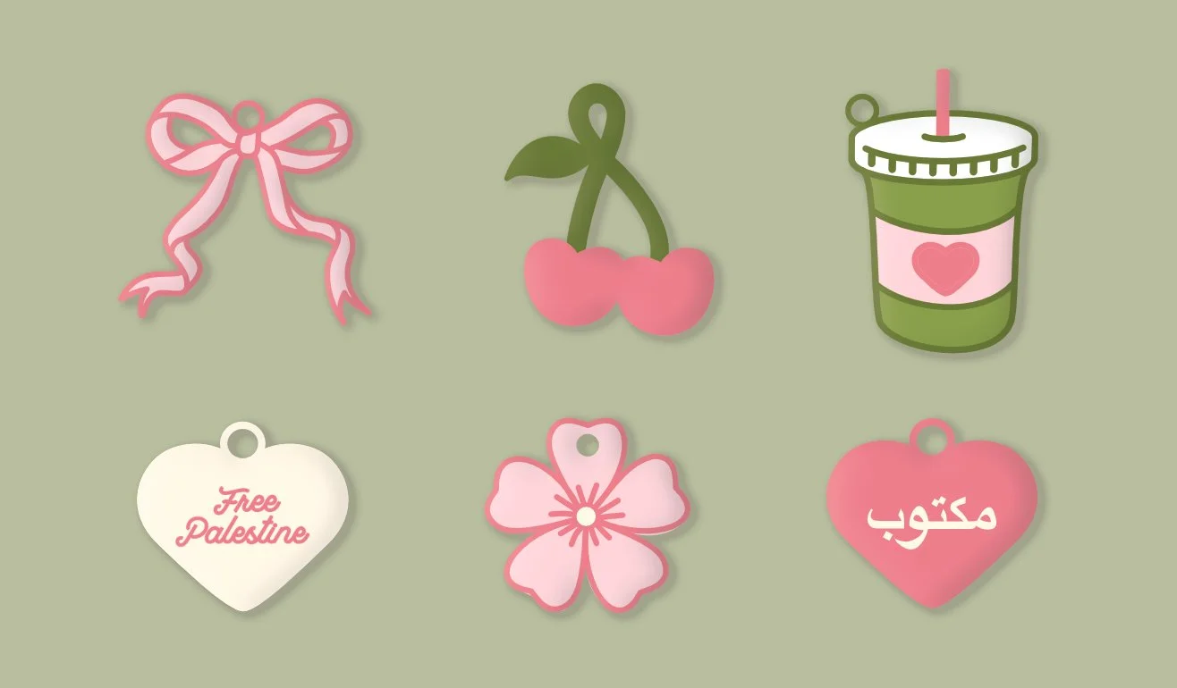 Small acrylic charms for keychains.