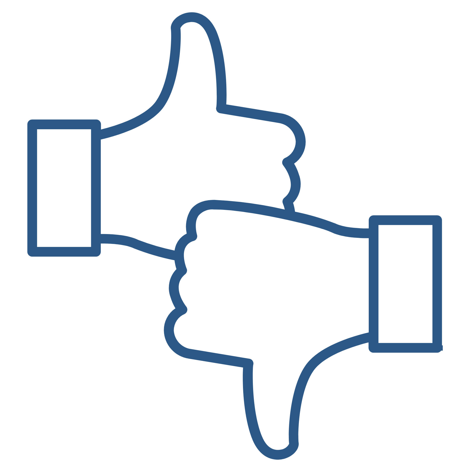 Outline of two hands giving a thumbs up and a thumbs down