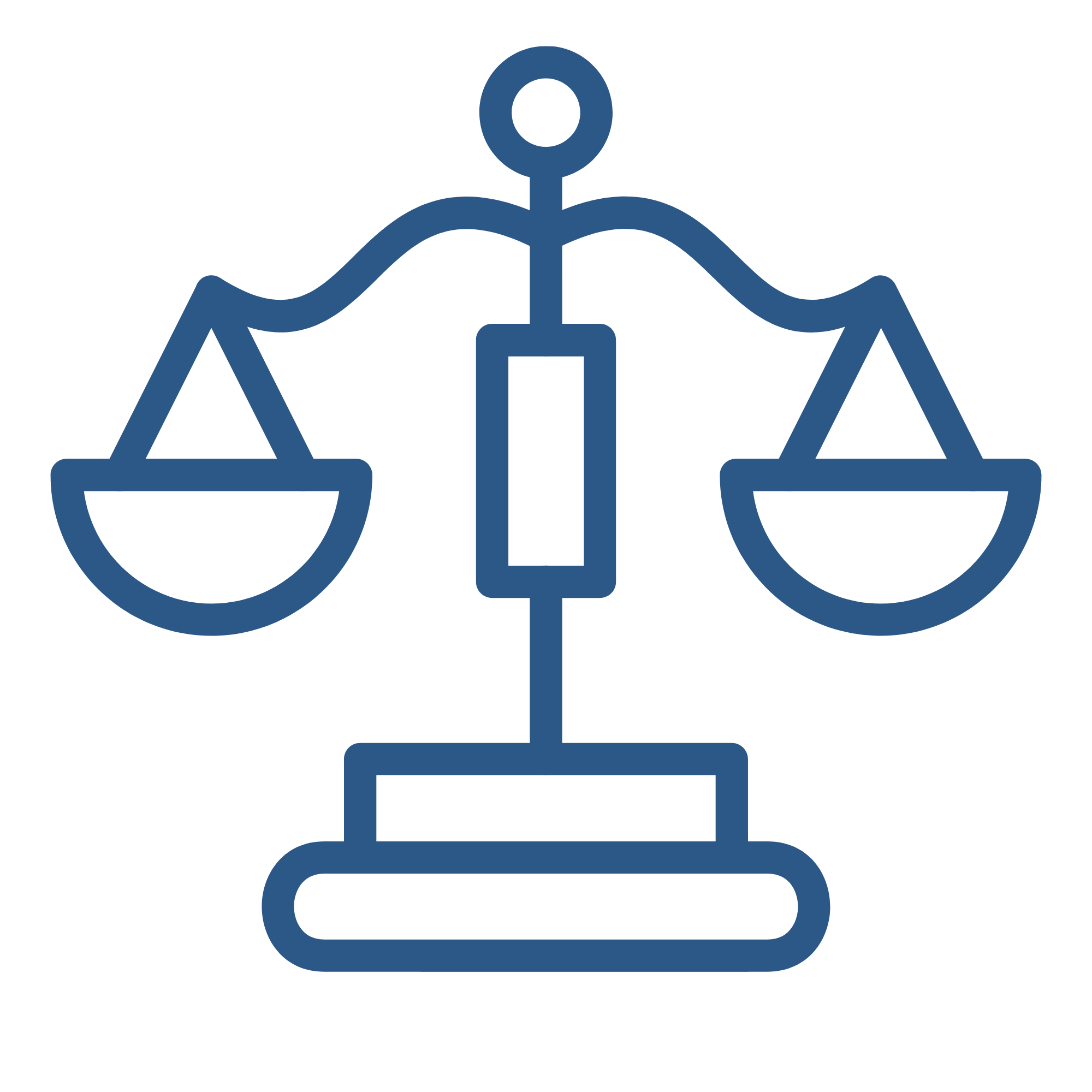 Icon of balance scale with two trays on each side.