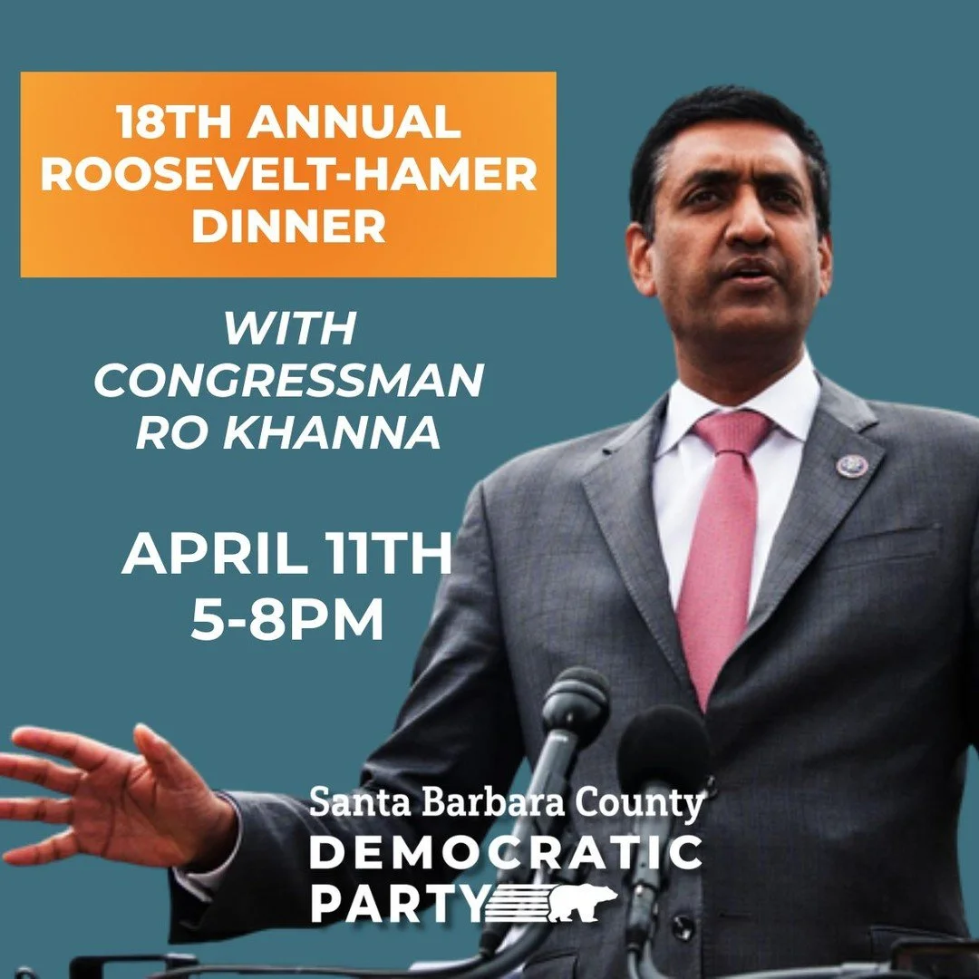 Save the Date! 🗓️

Join the Santa Barbara County Democratic Party for our 18th Annual Roosevelt&ndash;Hamer Dinner on Saturday, April 11, 2026.

GA tickets go live soon 🎟️✨
Sponsorships available now
Link in bio for more info 🔗 

We&rsquo;re excit