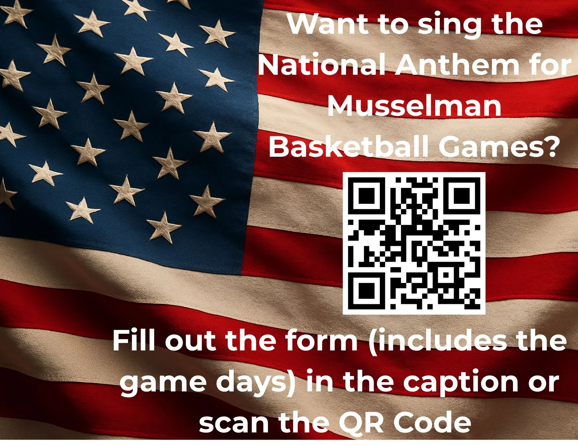 We are in need of National Anthem singers for basketball games! Fill out this form (or see Mr. Miller Room 401) for more details. https://www.jotform.com/form/253373599669175
