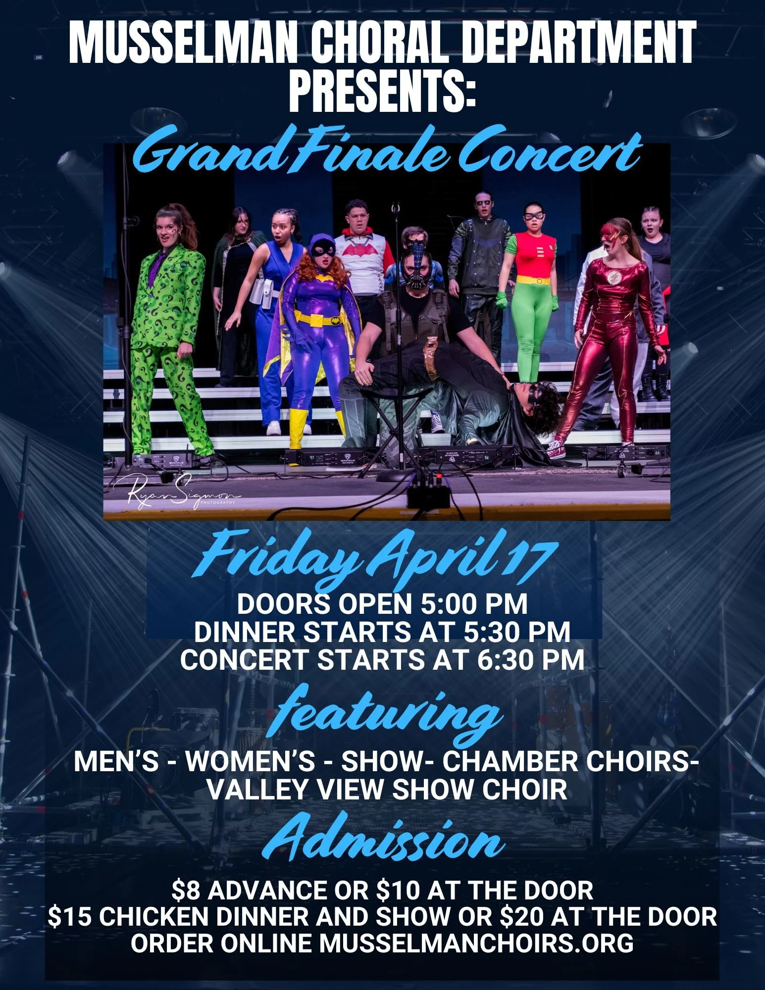 Don't miss your chance to see the Musselman Choirs, Valley View Elementary Show Choir, and Blue/Gray Barbershop Quartet. An incredible night of music from multiple choirs that will be the first South Berkeley Performance after our State Championship 