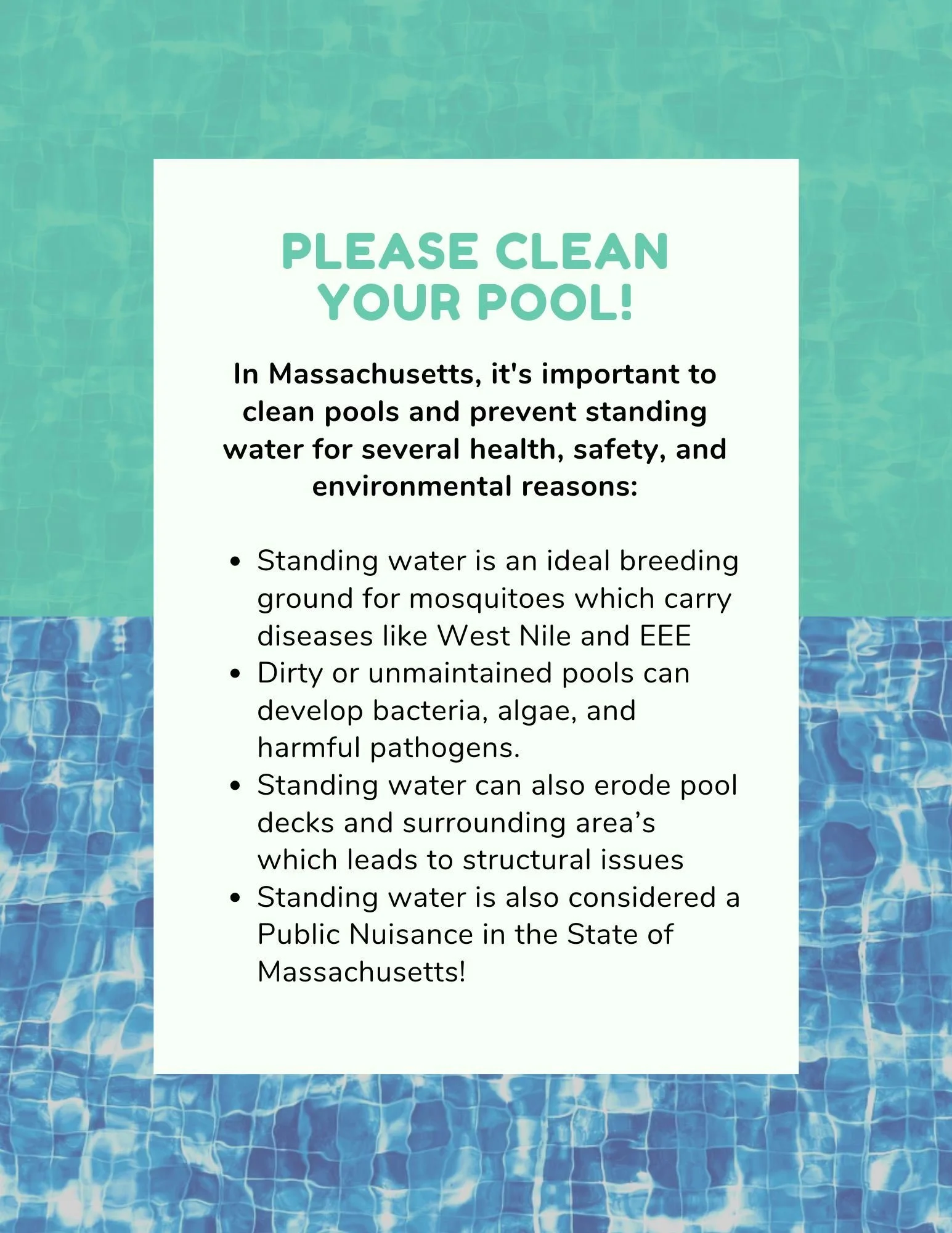 Please clean your pool: protecting health, safety, and the environment in Massachusetts
