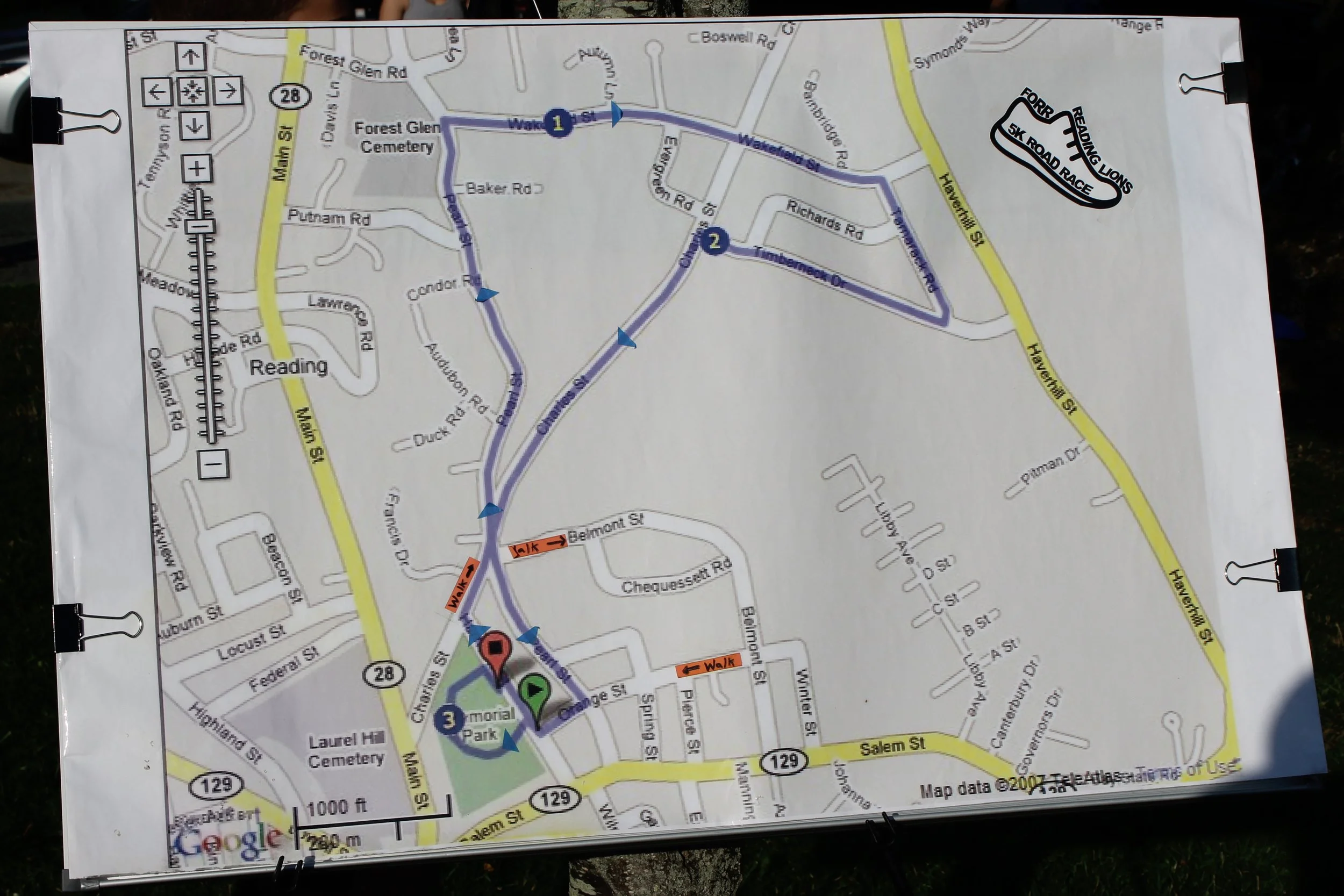 Map of the 5K race route that participants ran.