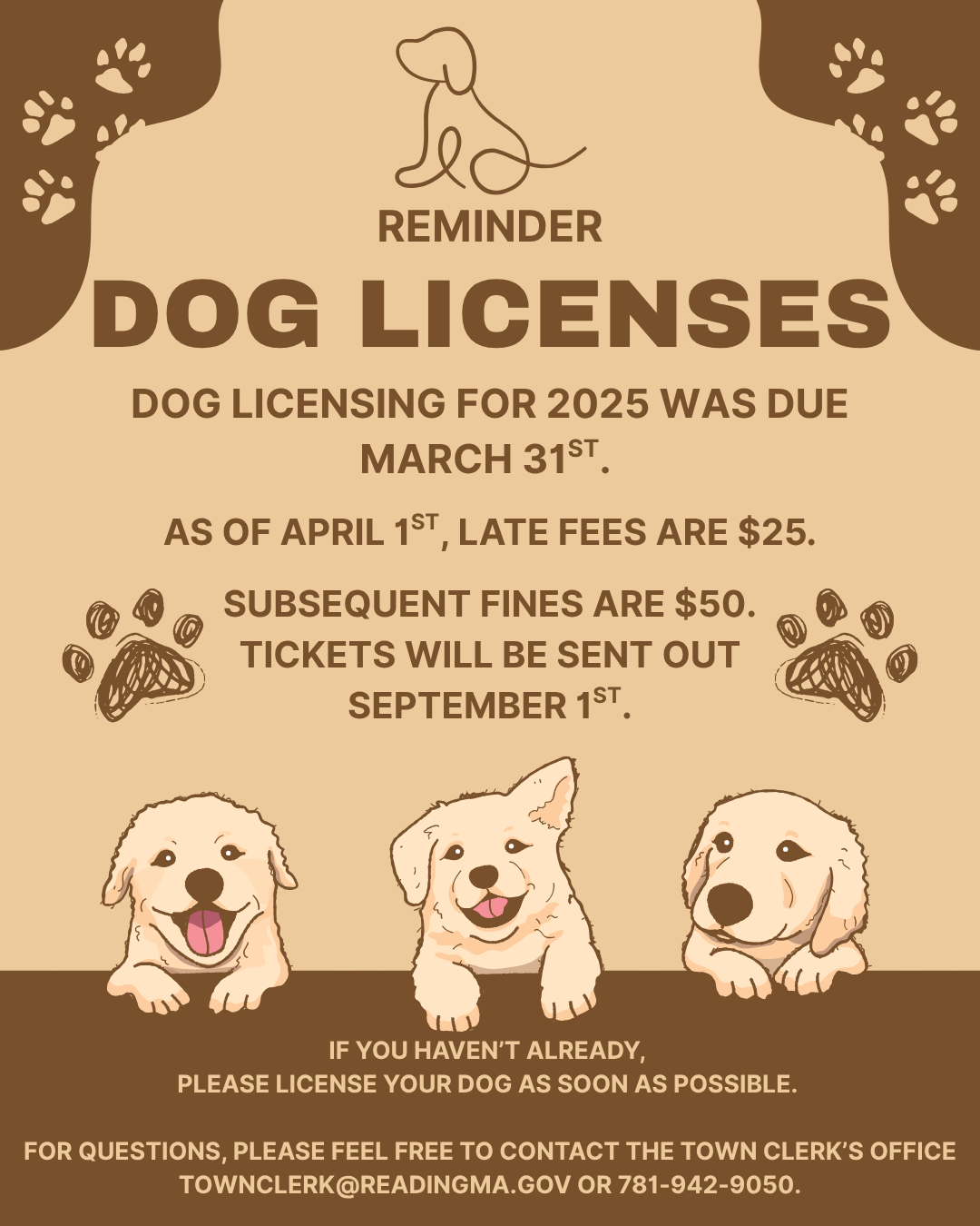 2025 Dog licenses: late fees and fines approaching