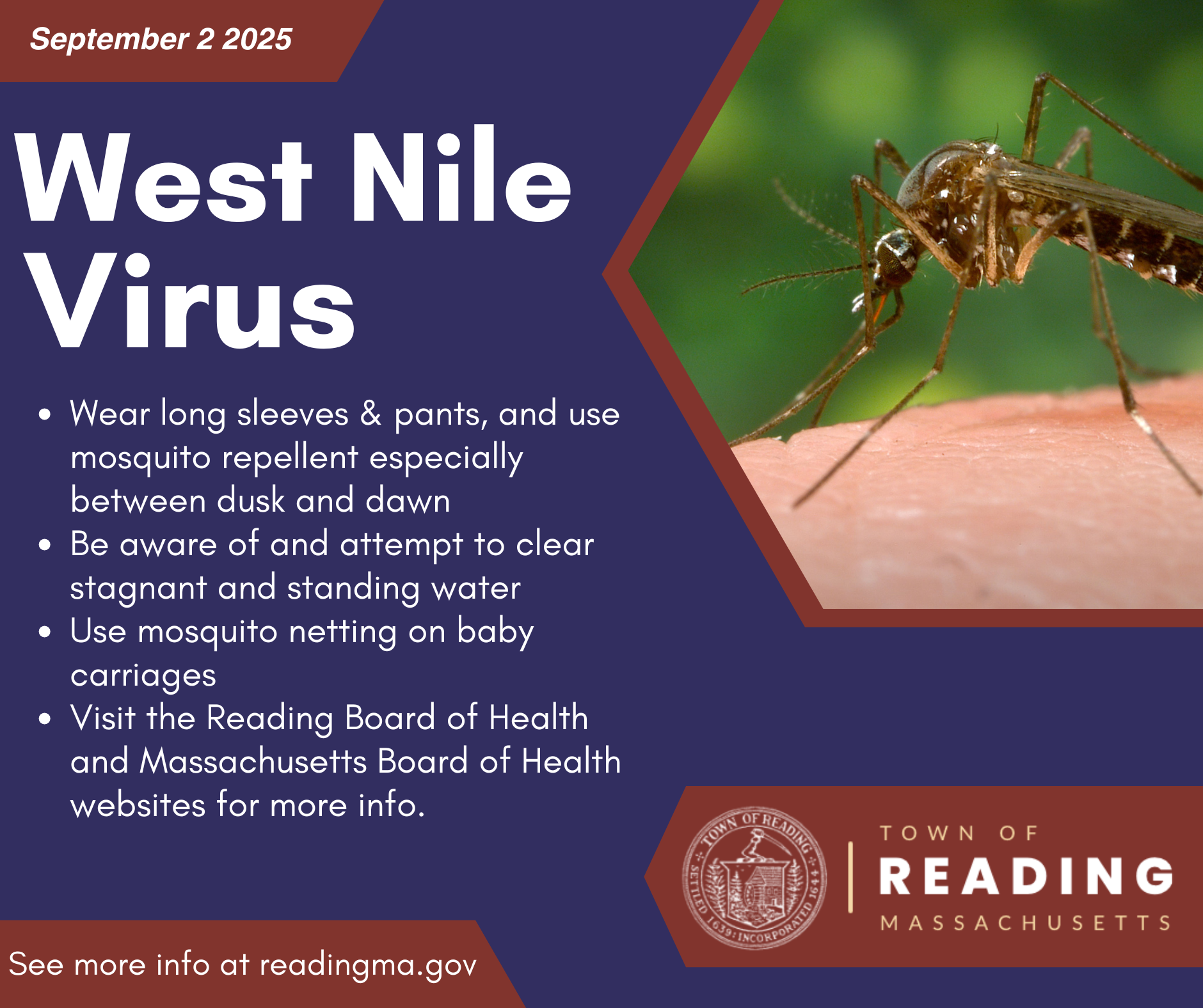 State Health Officials Announce Season’s First Human Case of West Nile Virus in Massachusetts