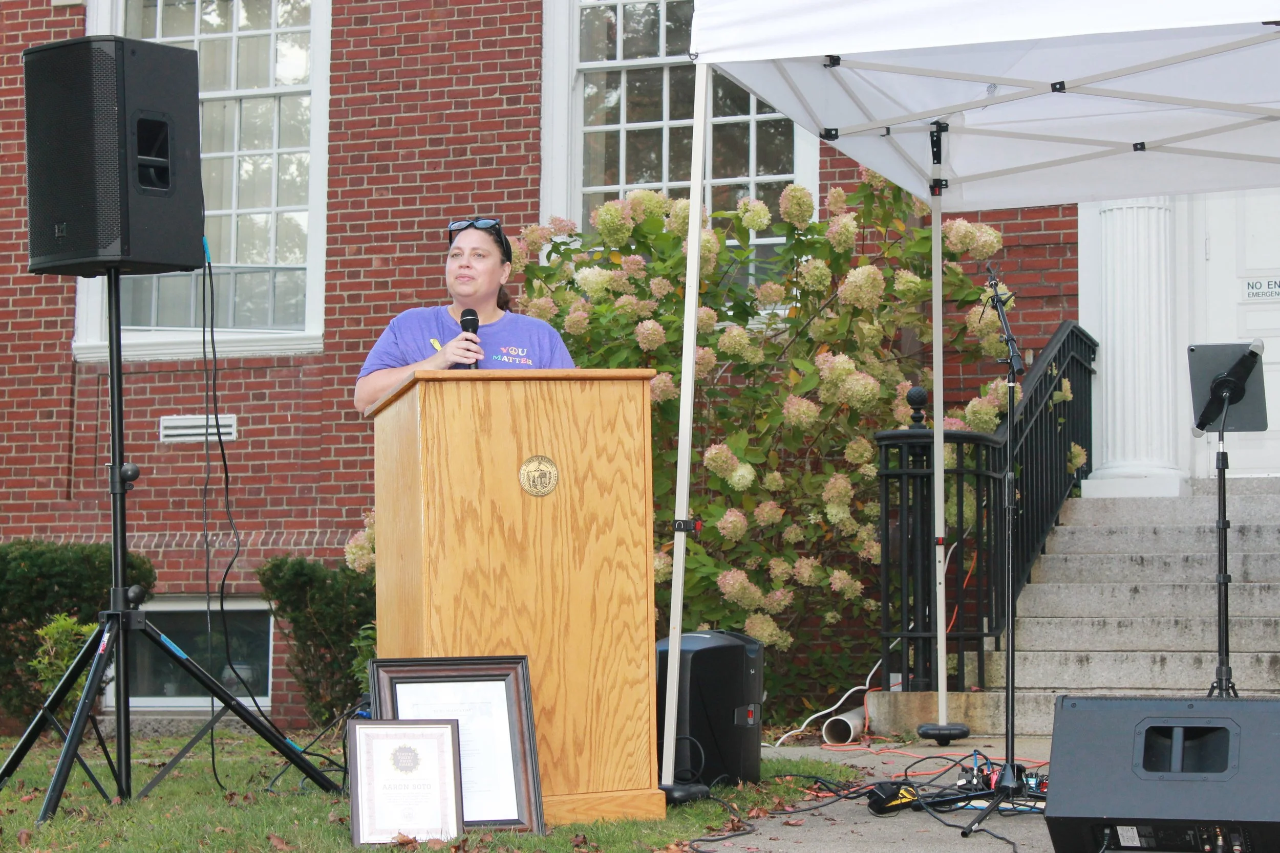 Erica Maillet, Director of RCPS, speaking at the A Time to Gather event held on September 17, 2025.