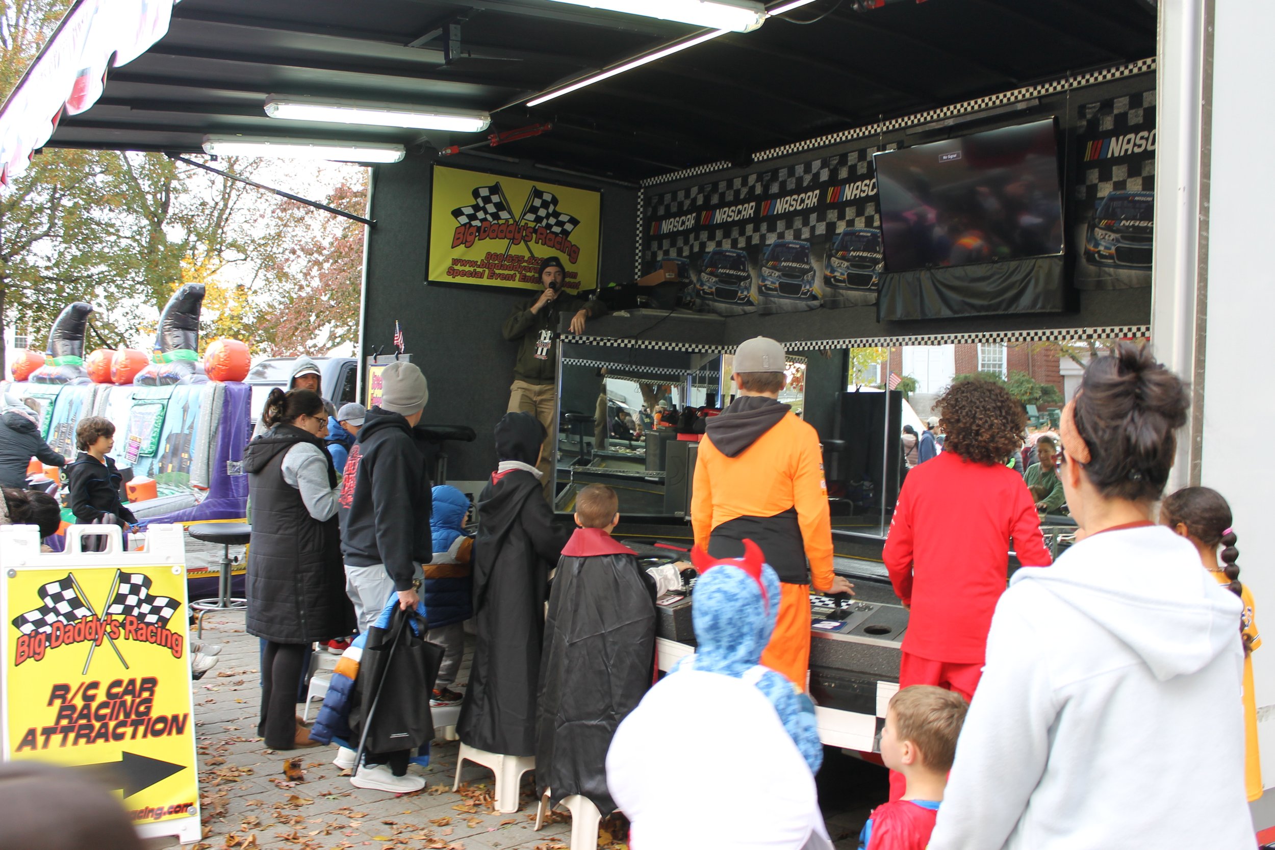 Racecar track game on the Common  during downtown trick-or-treat.