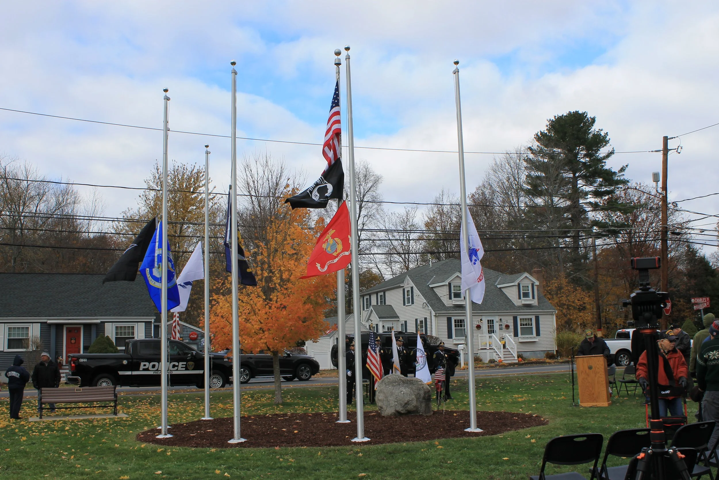 Reading Police Color Guard at the Veterans Day Ceremony at Memorial Park.