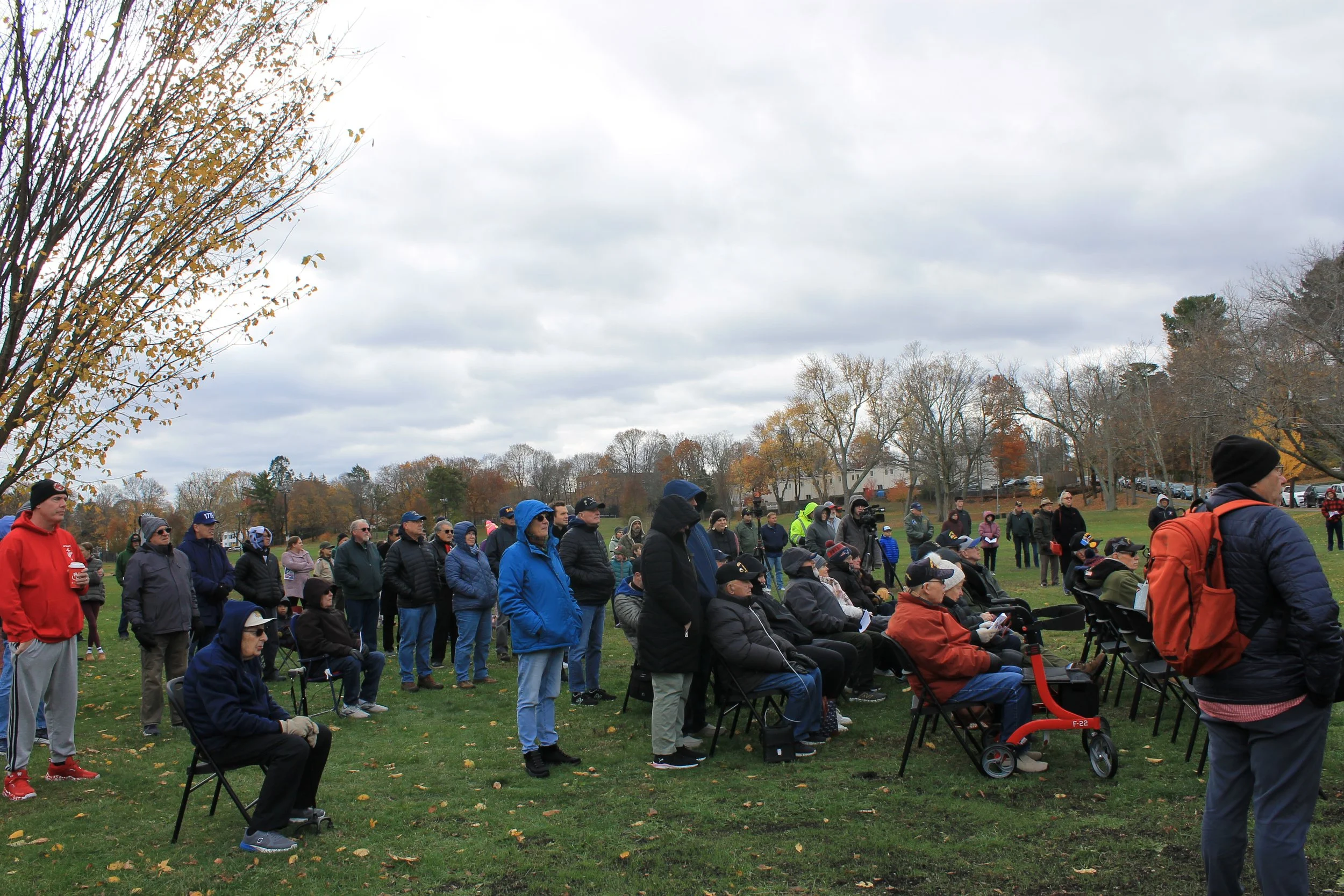 Crowd gathered for the Veterans Day Ceremony at Memorial Park.
