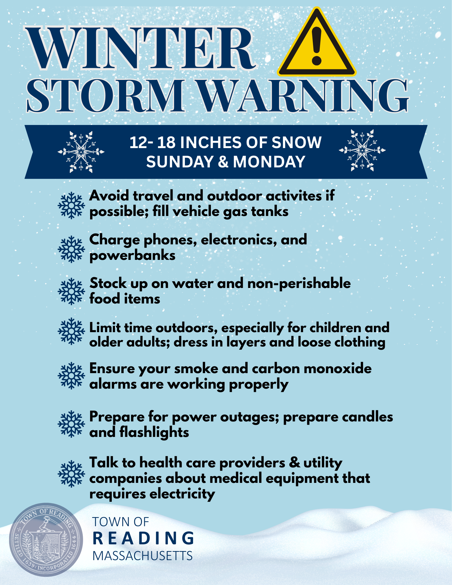 Winter storm warning issued for Reading: 12-18 inches of snow expected