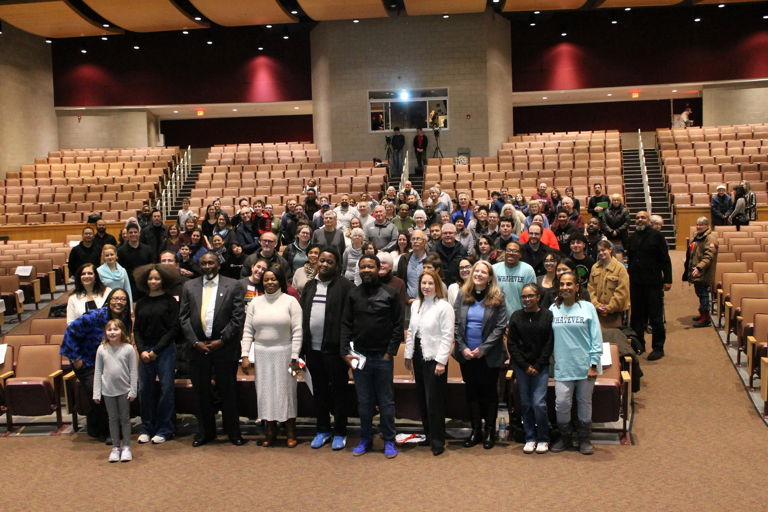 The audience fills the RMHS PAC at the conclusion of the MLK Jr. Day program, closing the morning in shared reflection and unity.