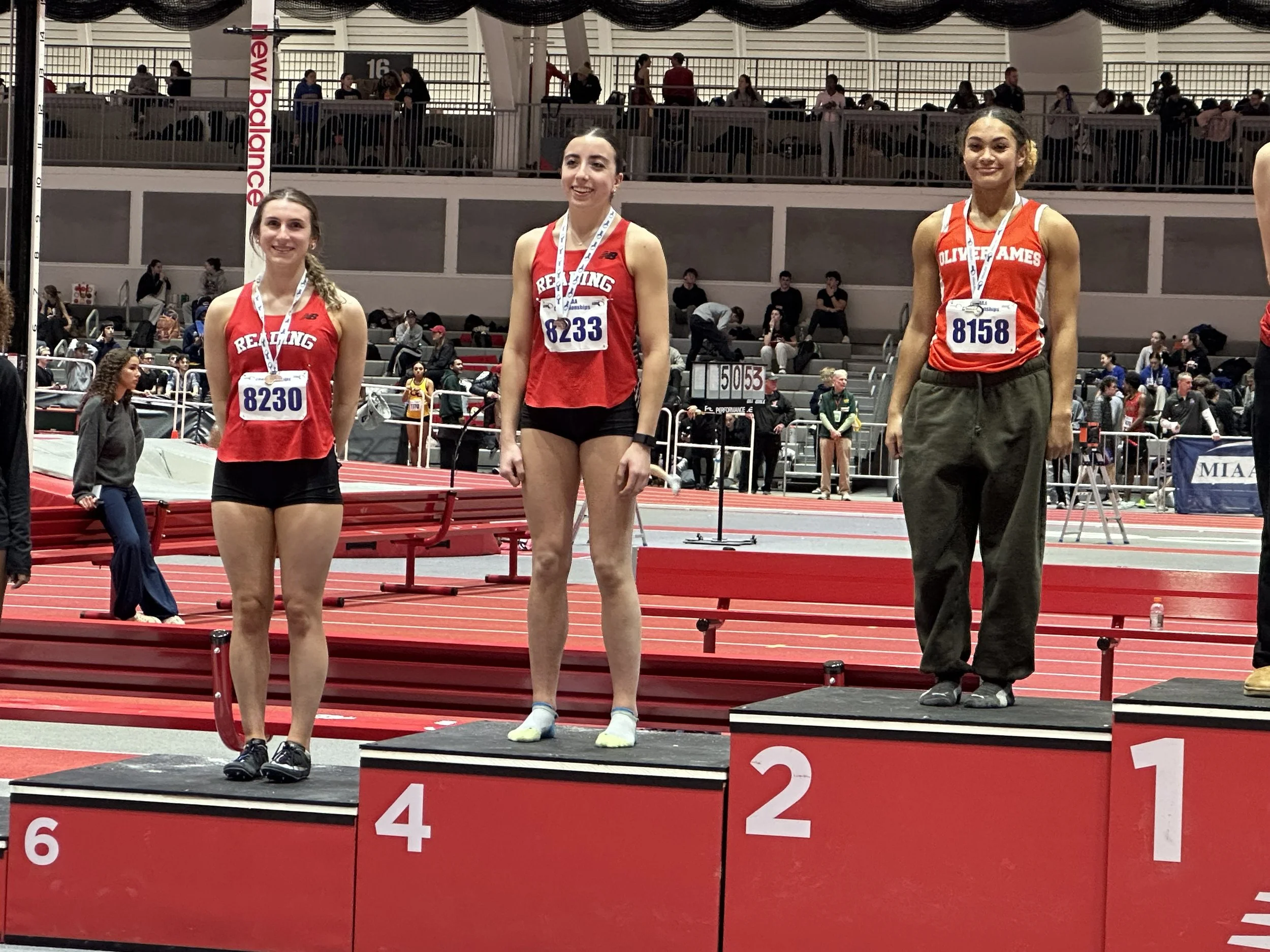 RMHS athletes Annabelle Repucci placed 4th and Isabelle Lightbody placed 6th in the long jump at the MIAA Division 3 State Track Championships.