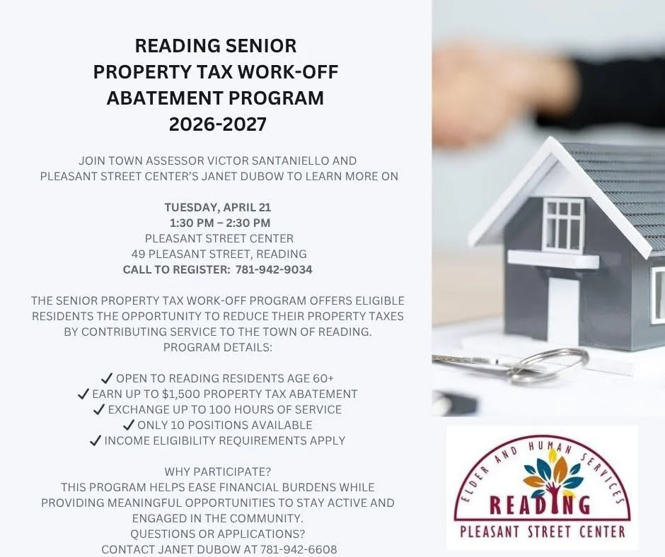 Applications Open: Reading Senior Property Tax Work-Off Program (2026–2027)