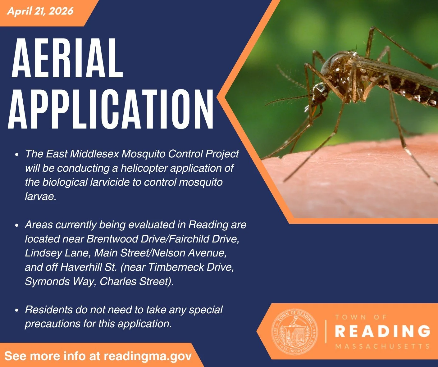 Mosquito Control helicopter  treatment planned for Reading