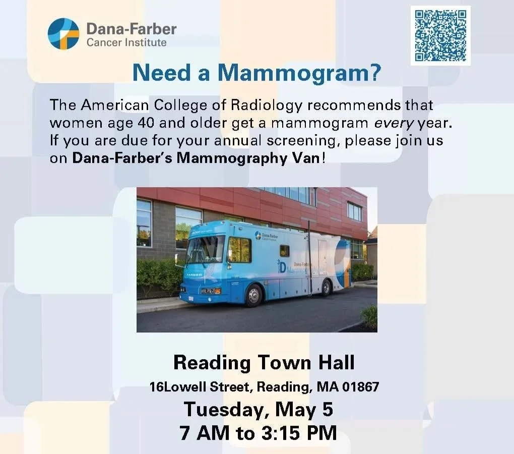 Dana-Farber Mammography Van returning to Reading on May 5