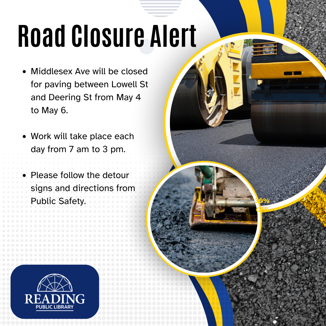 Road work near library scheduled for May 4-6