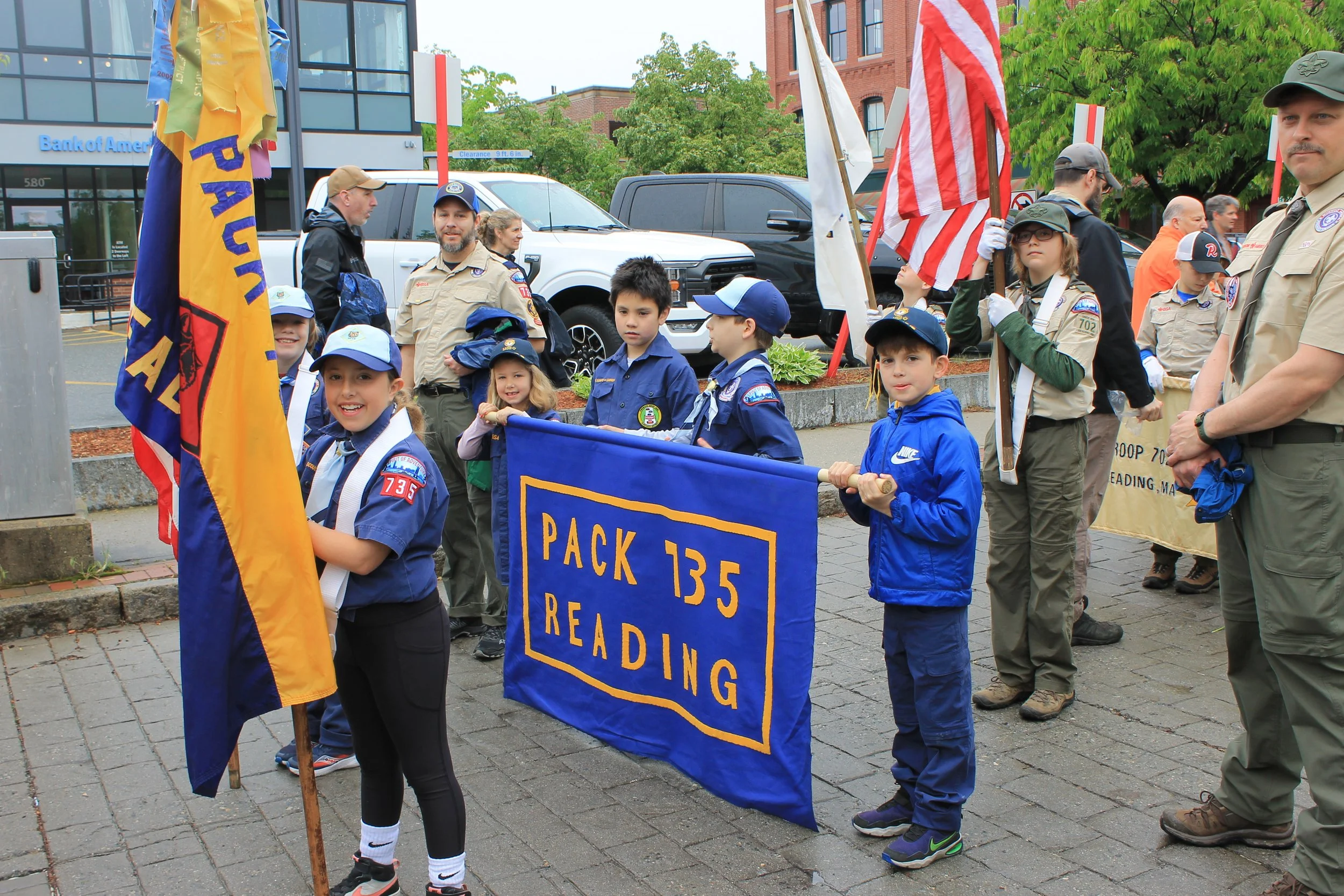 Scout Pack 735 readies for the parade alongside the other Scout Packs in downtown Reading.