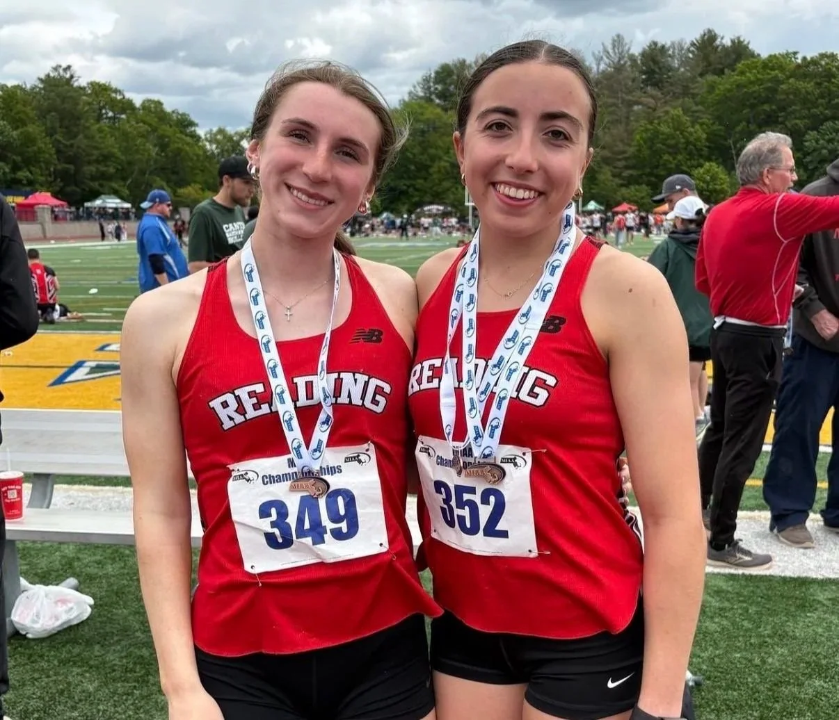 Isabelle Lightbody (left) and Annabelle Repucci (right) placed 4th and 7th, respectively, in the long jump