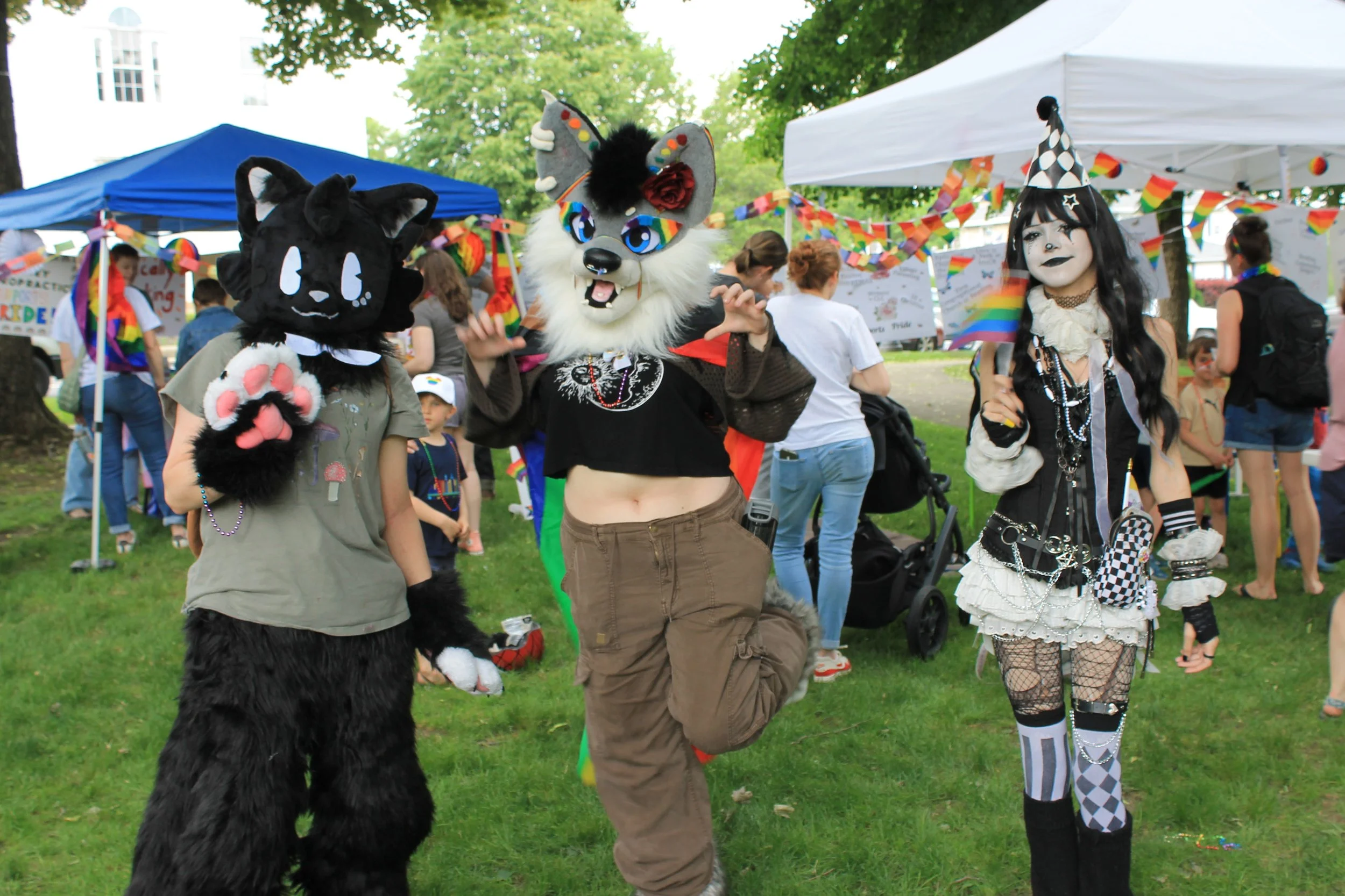 Participants in furry costumes and creative dress take part in the Furry Parade around the Common.