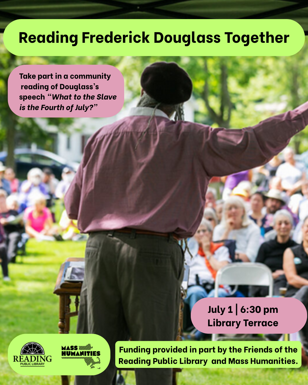 Reading Public Library to Host Public Reading of Frederick Douglas’s Historic 1852 Address, “What to the Slave is the Fourth of July”? 