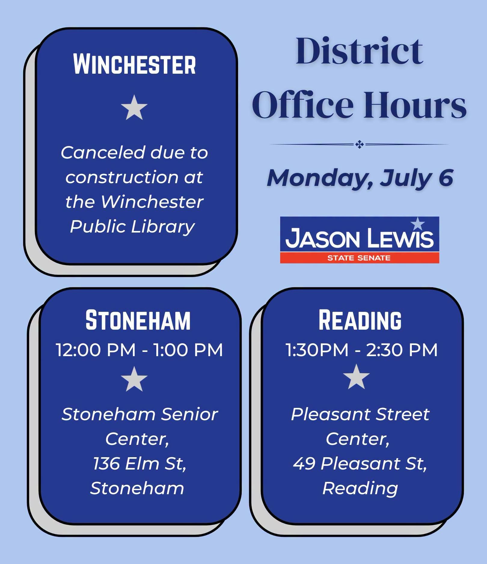 Senator Jason Lewis Office Hours