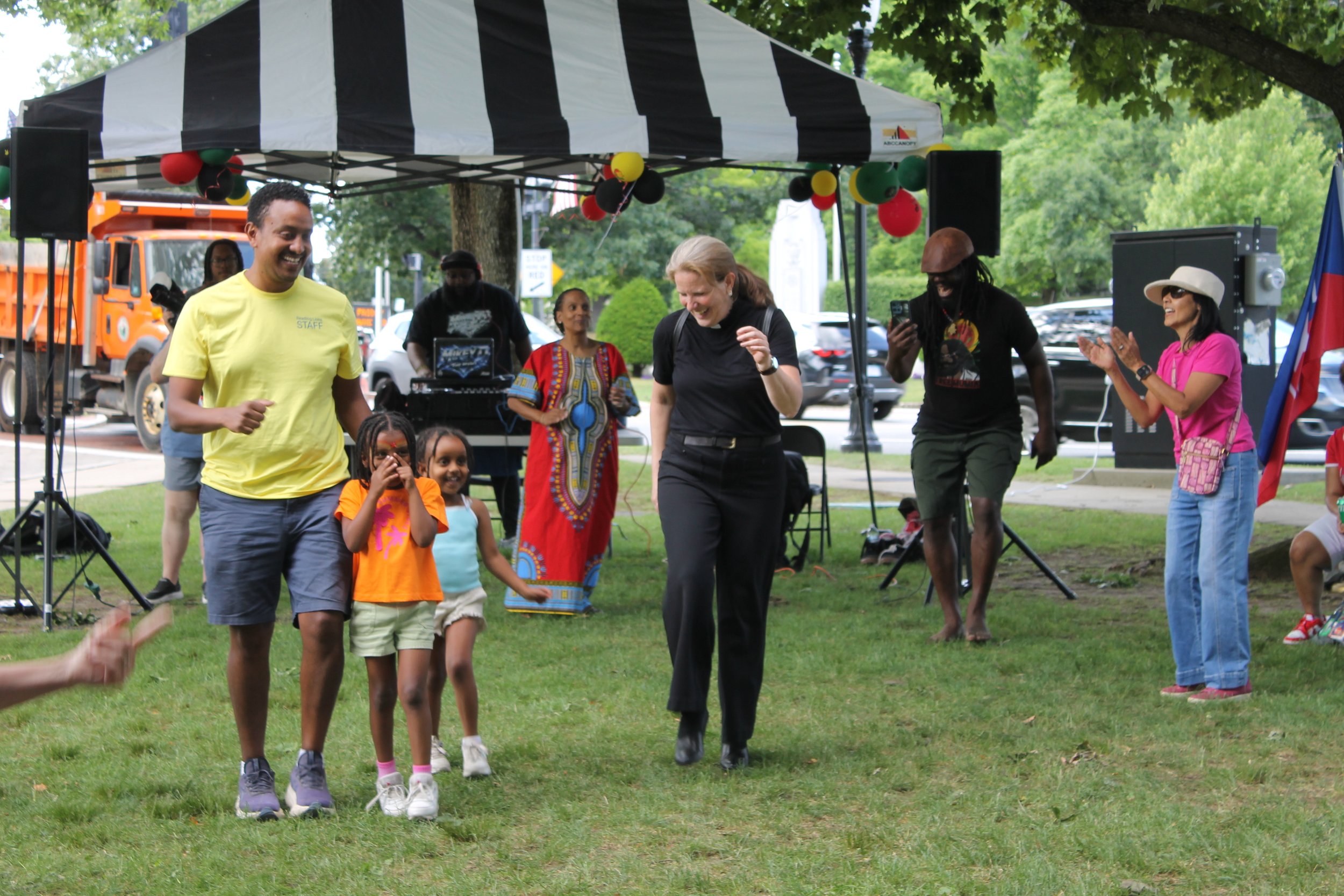 Kids and adults joined a line dance, moving to DJ Mikey D's set.