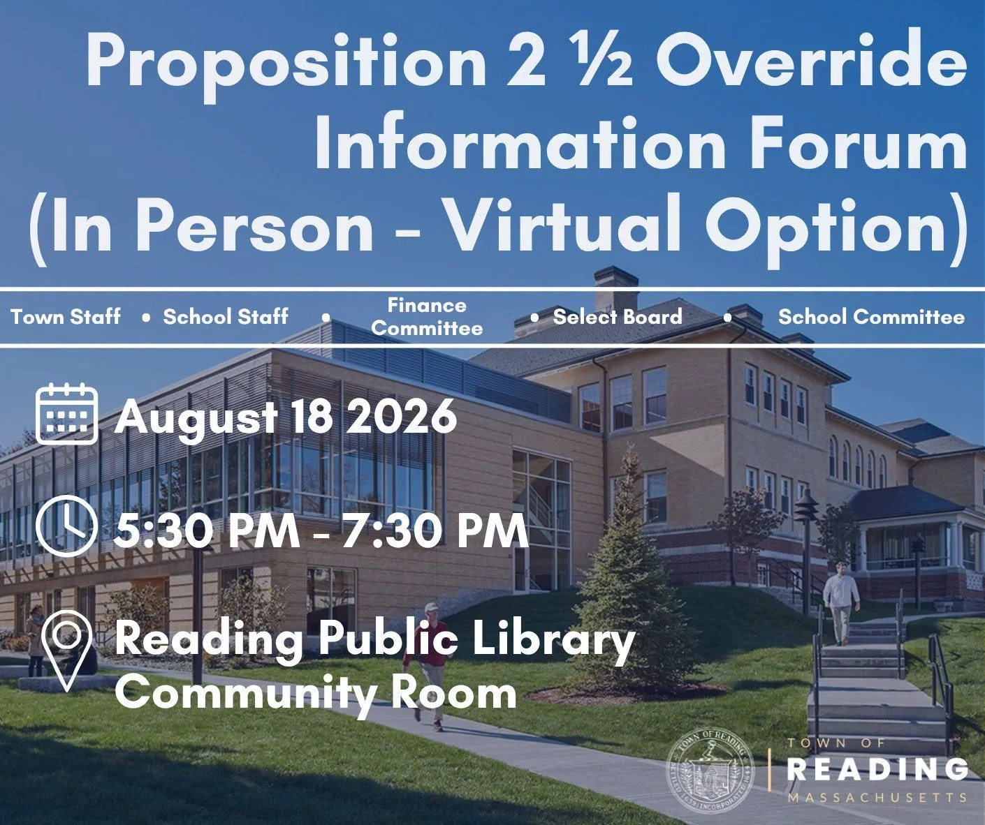 Second override forum set for Tuesday at Reading Public Library