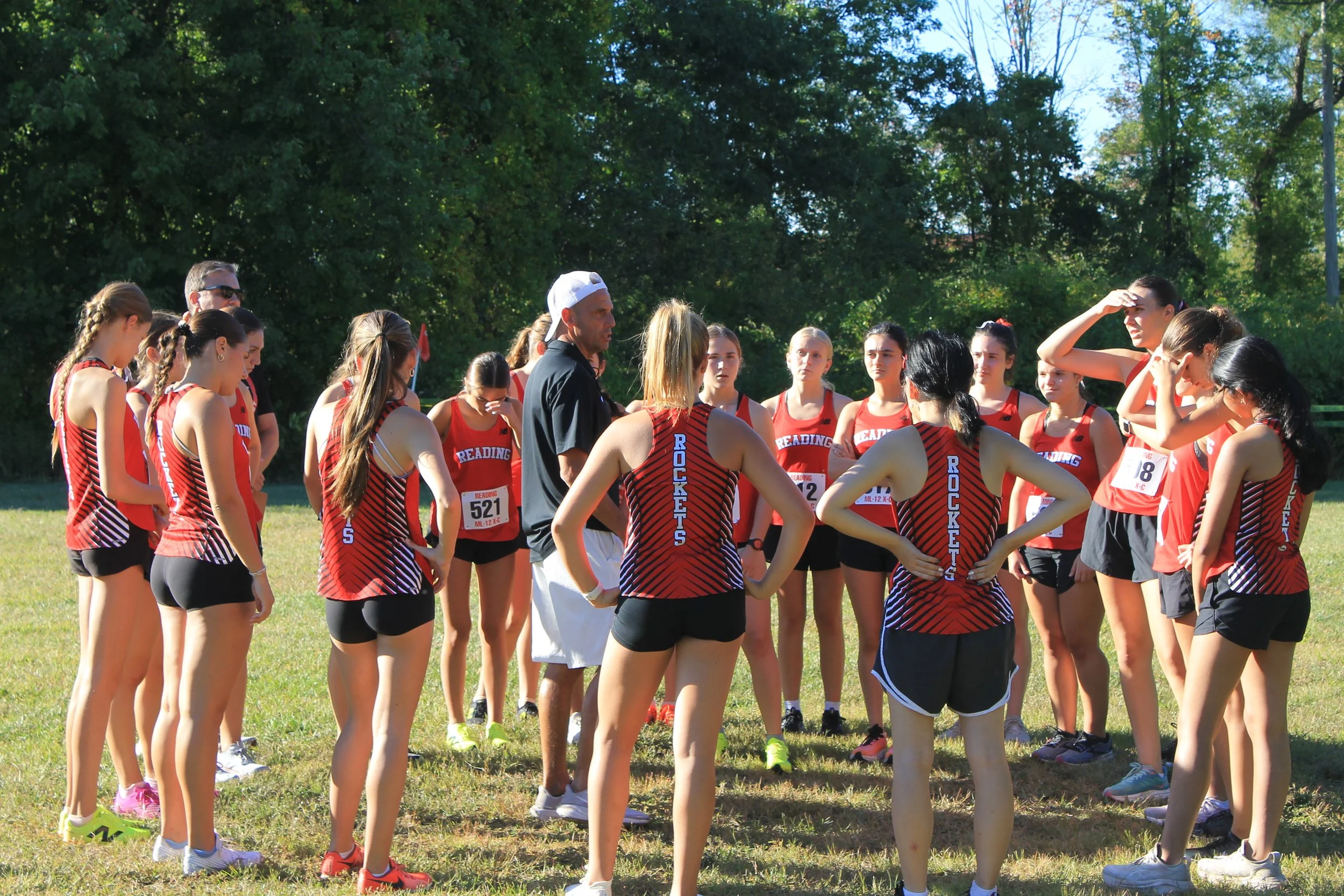 The Reading girls' cross-country team gets ready for their first meet. 