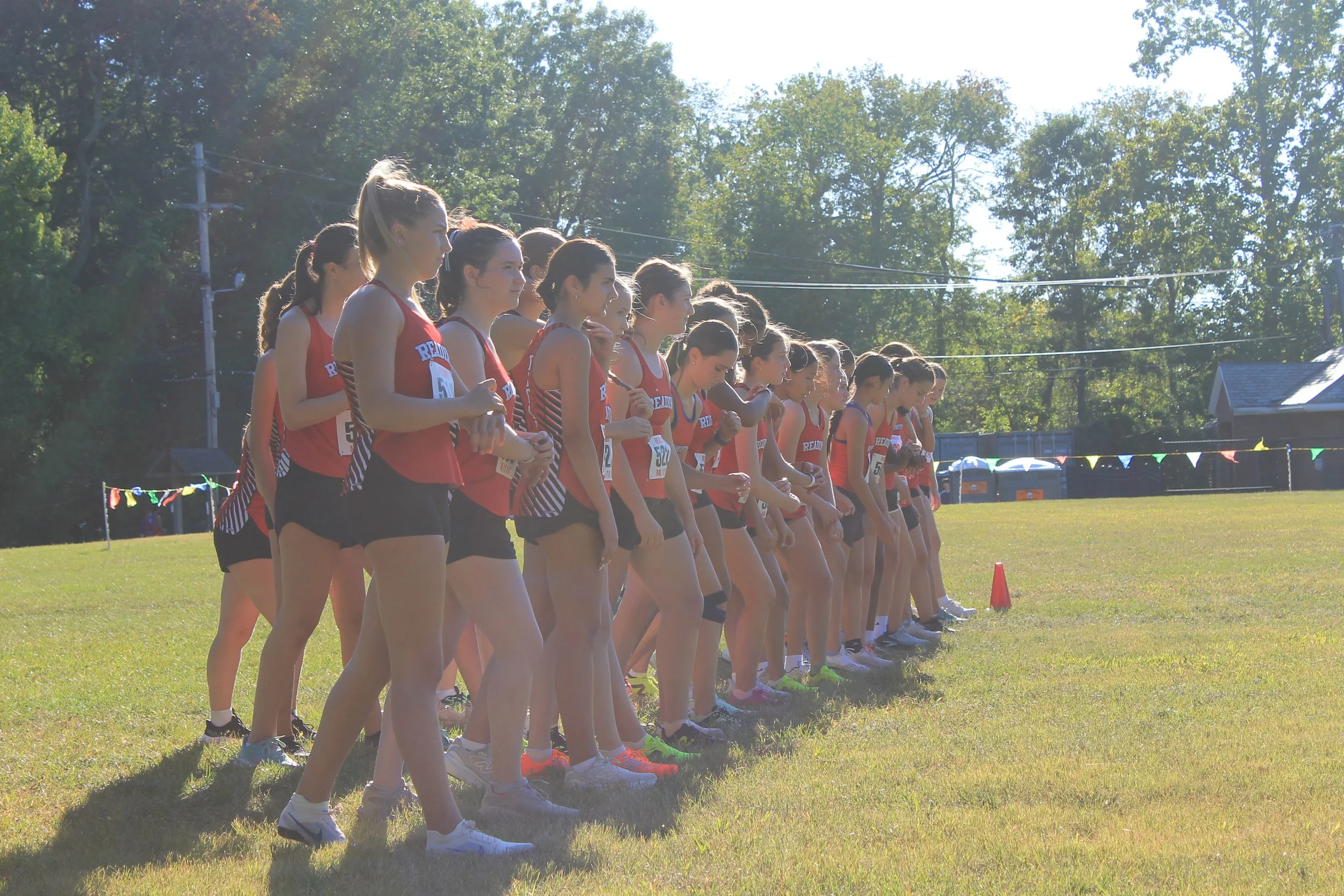 The Reading girls line up to begin the 2026 cross country season.