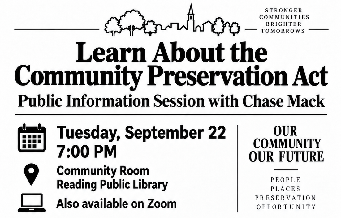 Reminder: Public information session on Community Preservation Act tonight