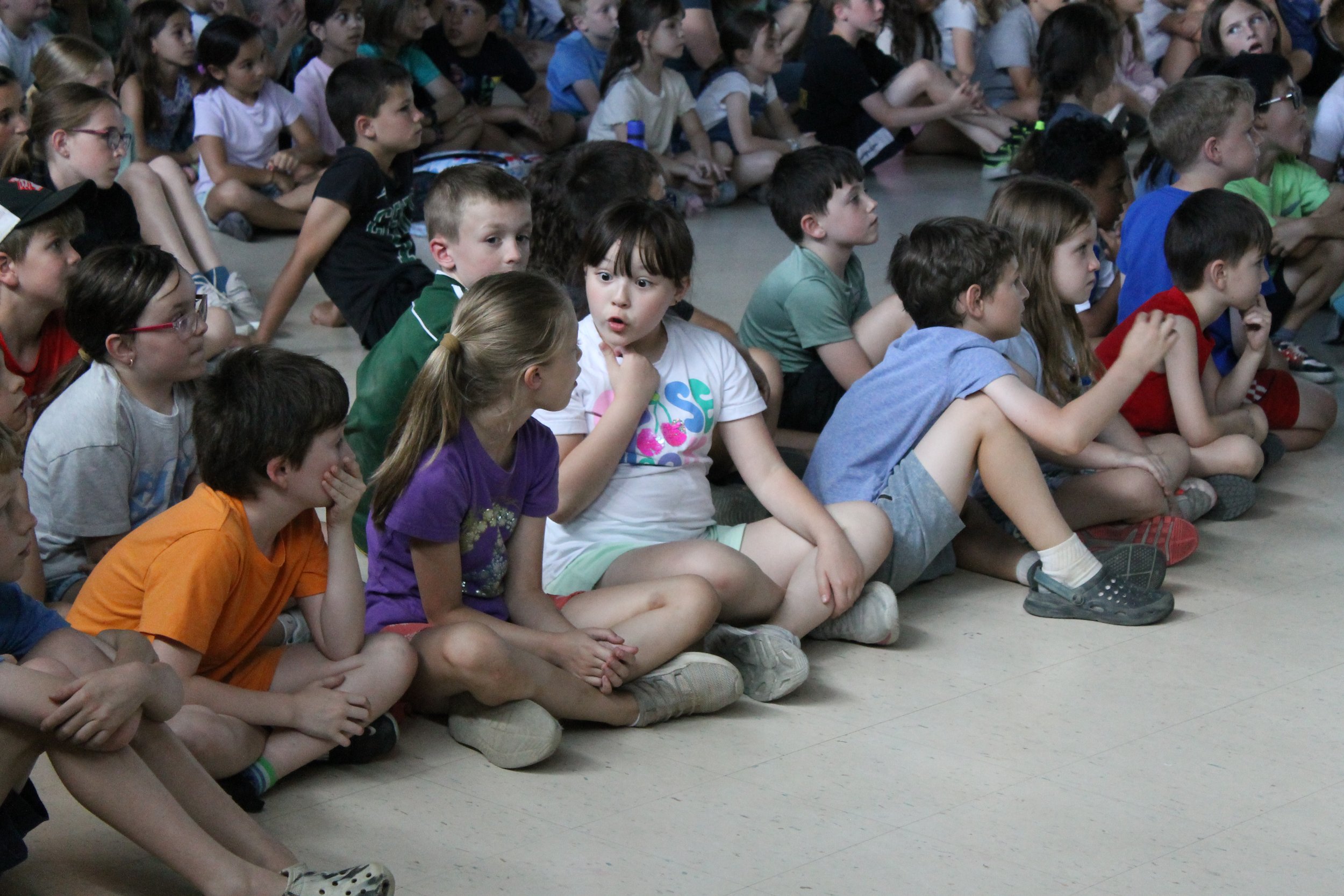 Students listen during the June 17 groundbreaking assembly in the Killam Cafeteria.