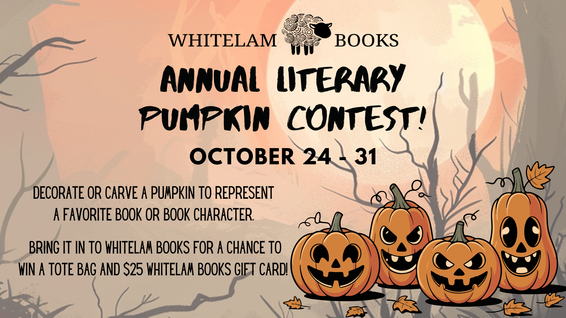 Whitelam Books to host Annual Literary Pumpkin Contest October 24-31