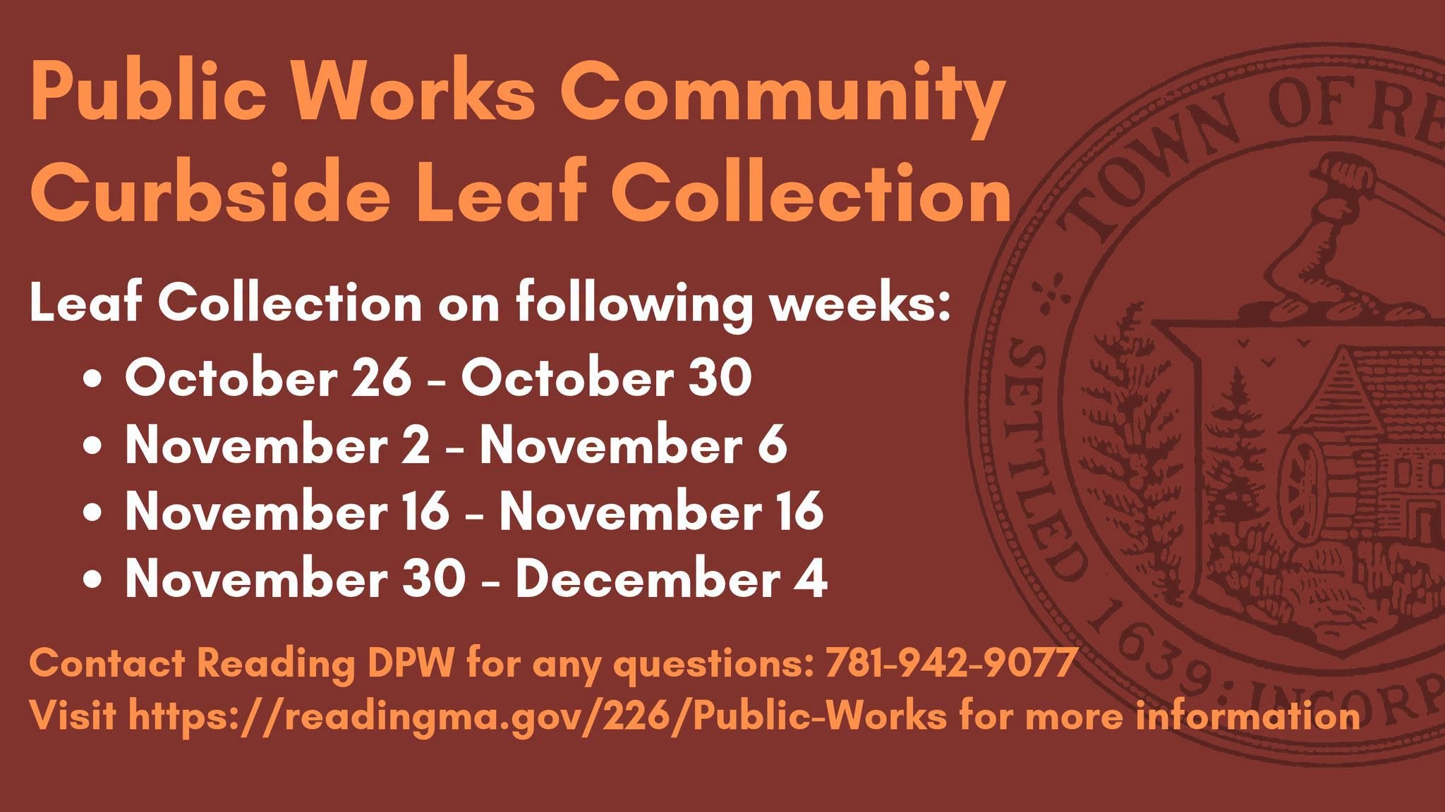 Reading DPW announces fall leaf collection schedule