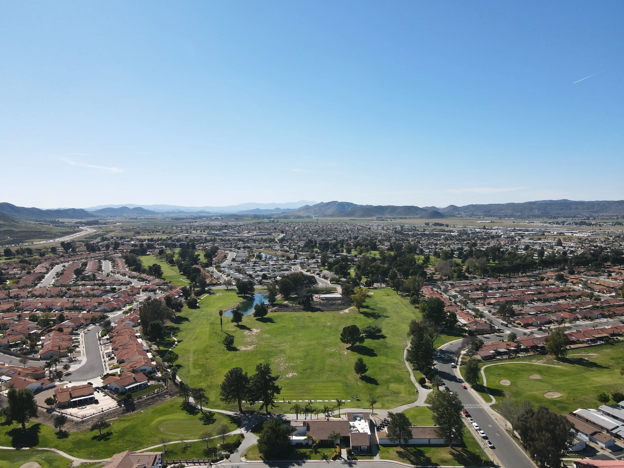 Seven Hills Golf Club driving range from aerial view.