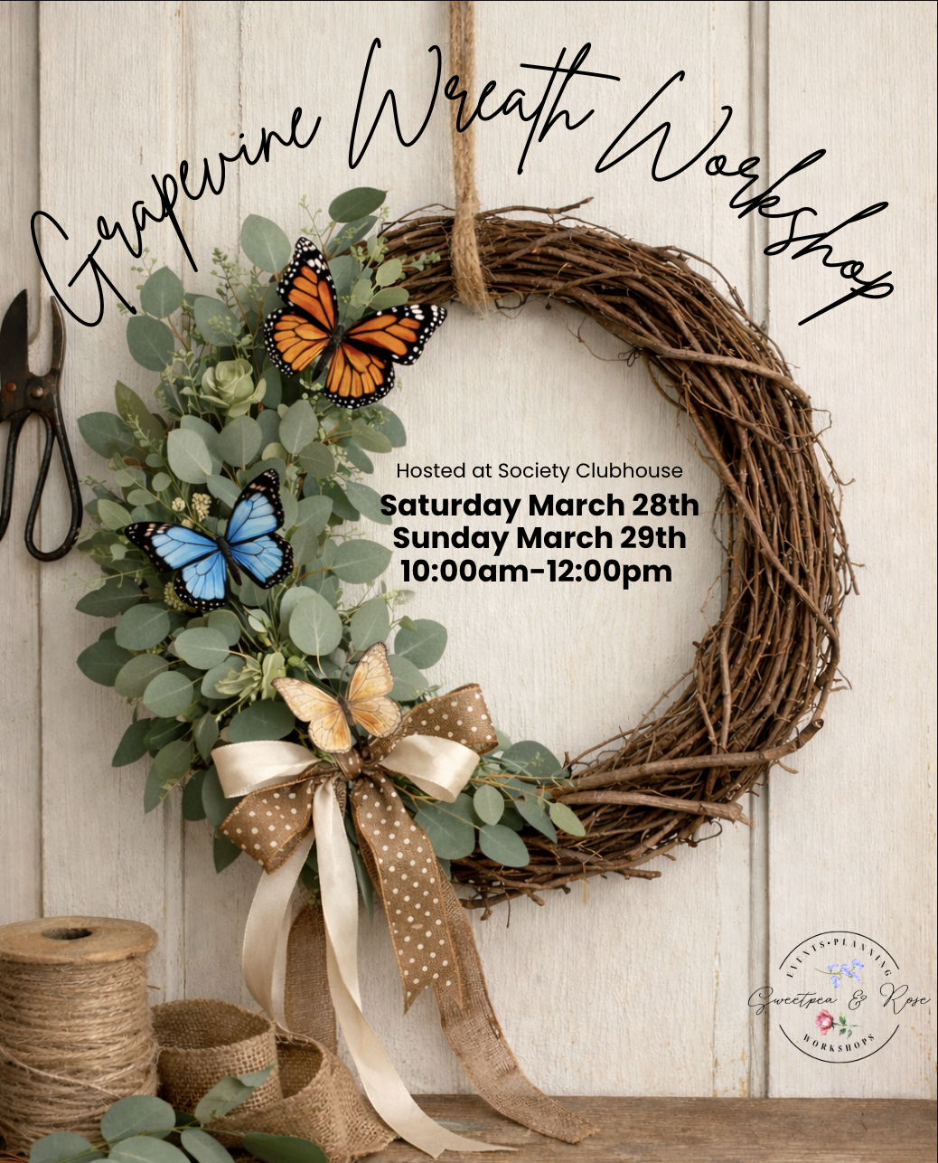Mar 28th 2026 —  Grapevine Wreath Workshop (10am session)