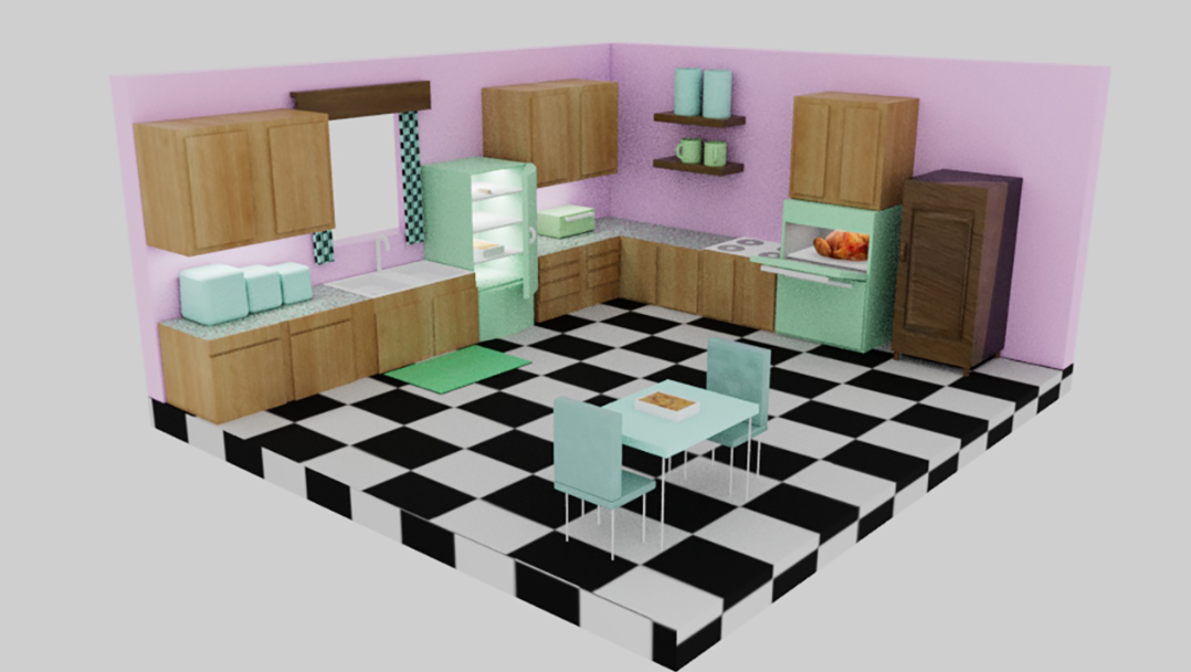 50's Kitchen - Autodesk Maya, Adobe Substance 3D Painter, 2023