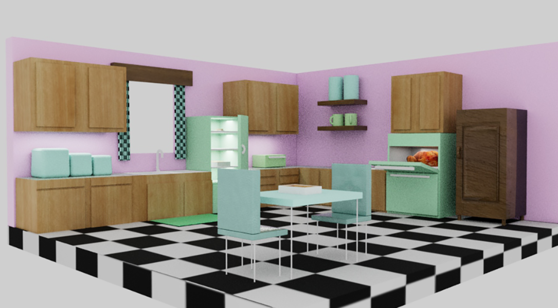 50's Kitchen - Autodesk Maya, Adobe Substance 3D Painter, 2023