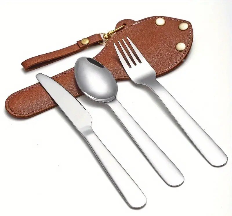 Utensils in leather case