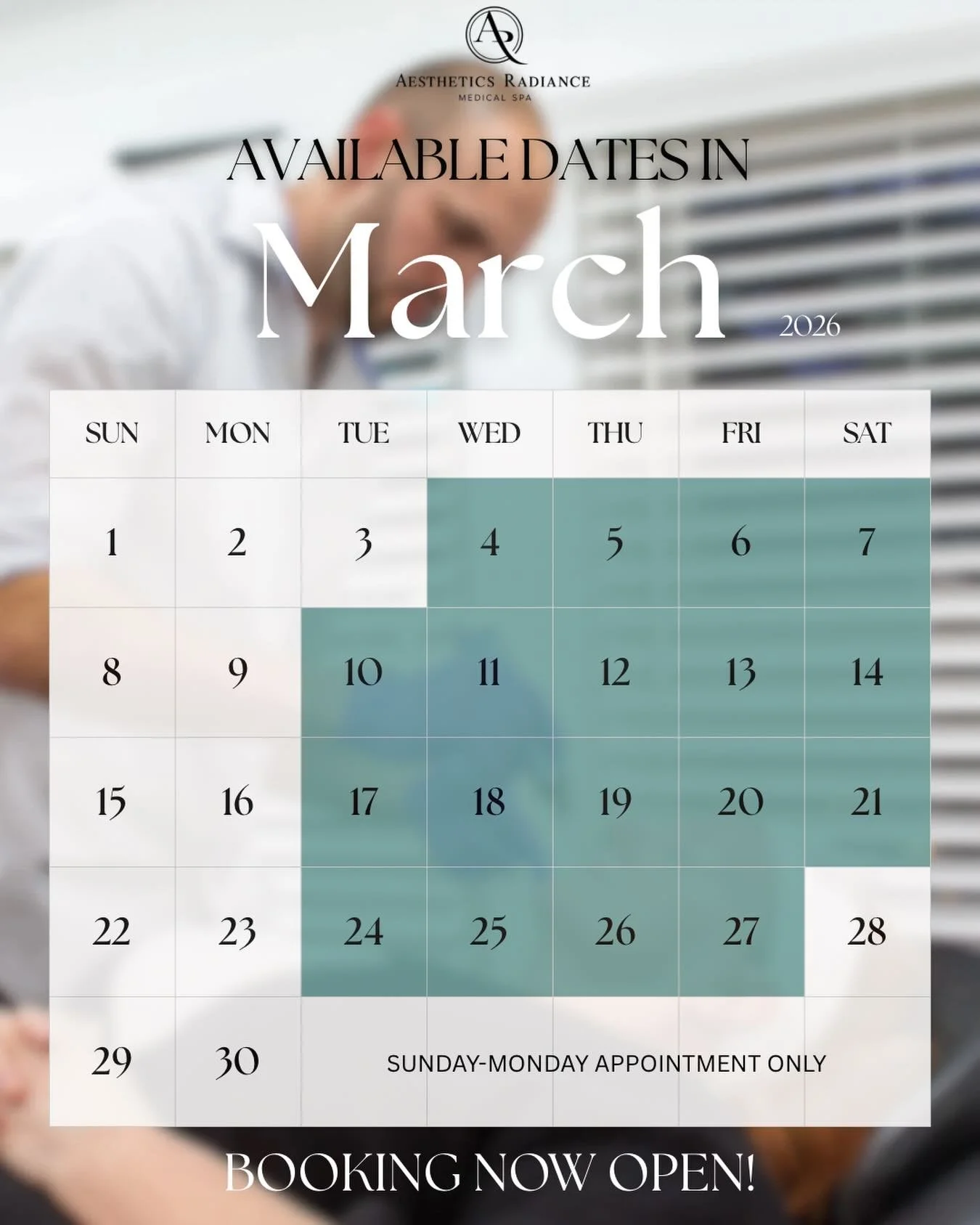 ✨ March bookings are officially OPEN ✨

Your glow-up starts now &mdash; appointments are limited, so secure your spot early! Whether you&rsquo;re maintaining your results or ready to try something new, now is the perfect time to invest in yourself.

