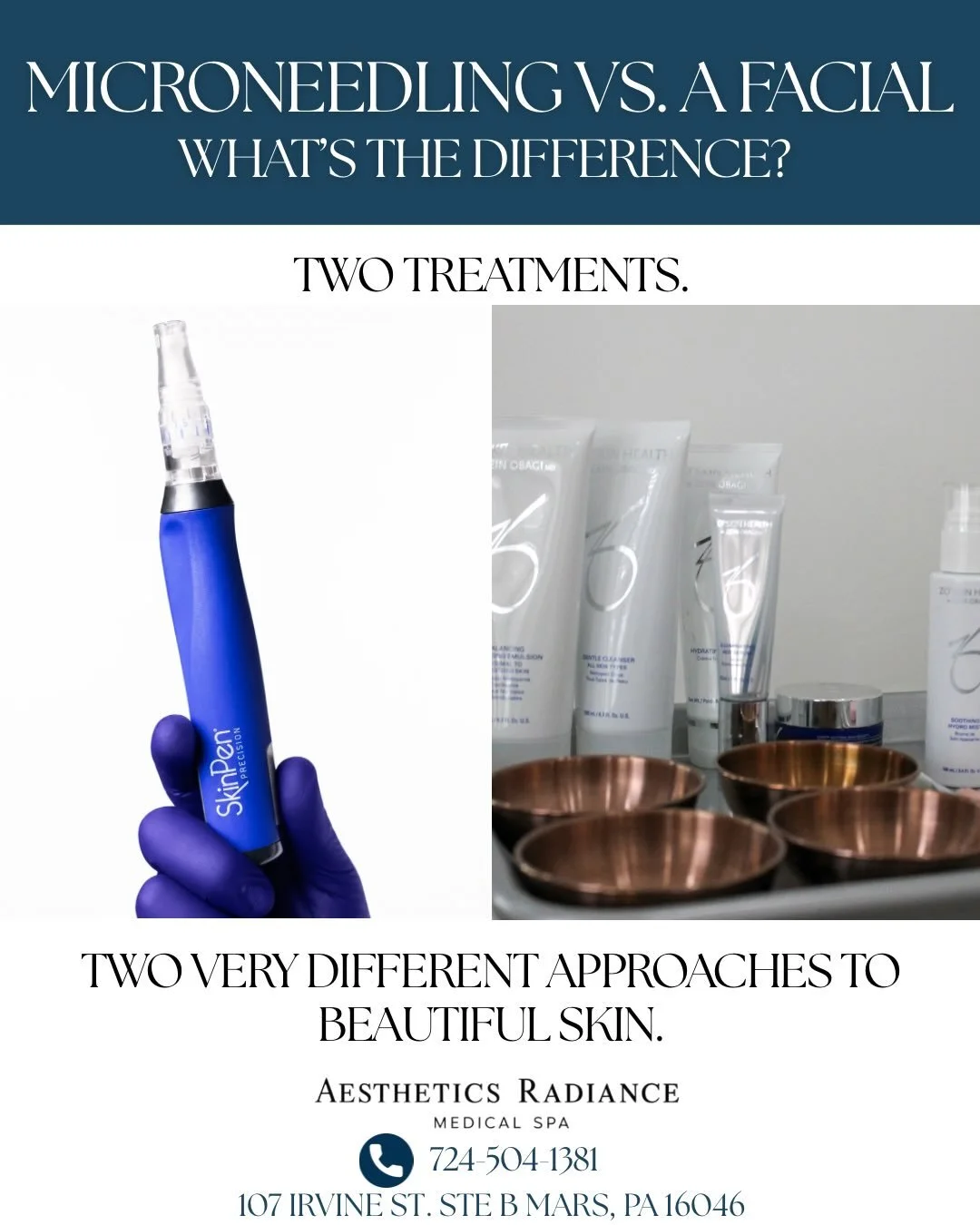 Microneedling vs. Facial ✨

Both can leave your skin glowing&mdash;but timing matters.

Need radiant skin for an upcoming event? A facial is the perfect choice, offering instant hydration and glow with little to no downtime.

Looking for long-term im