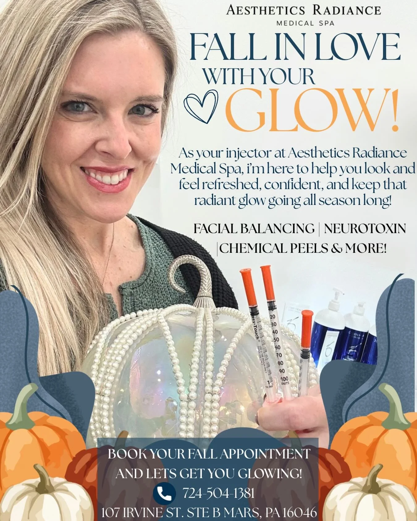 Fall in love with your glow! 🍂✨

Dani is here to help you look refreshed, feel confident, and keep that radiant glow going all season long! From facial balancing and neurotoxins to chemical peels and more, there&rsquo;s no better time to invest in y